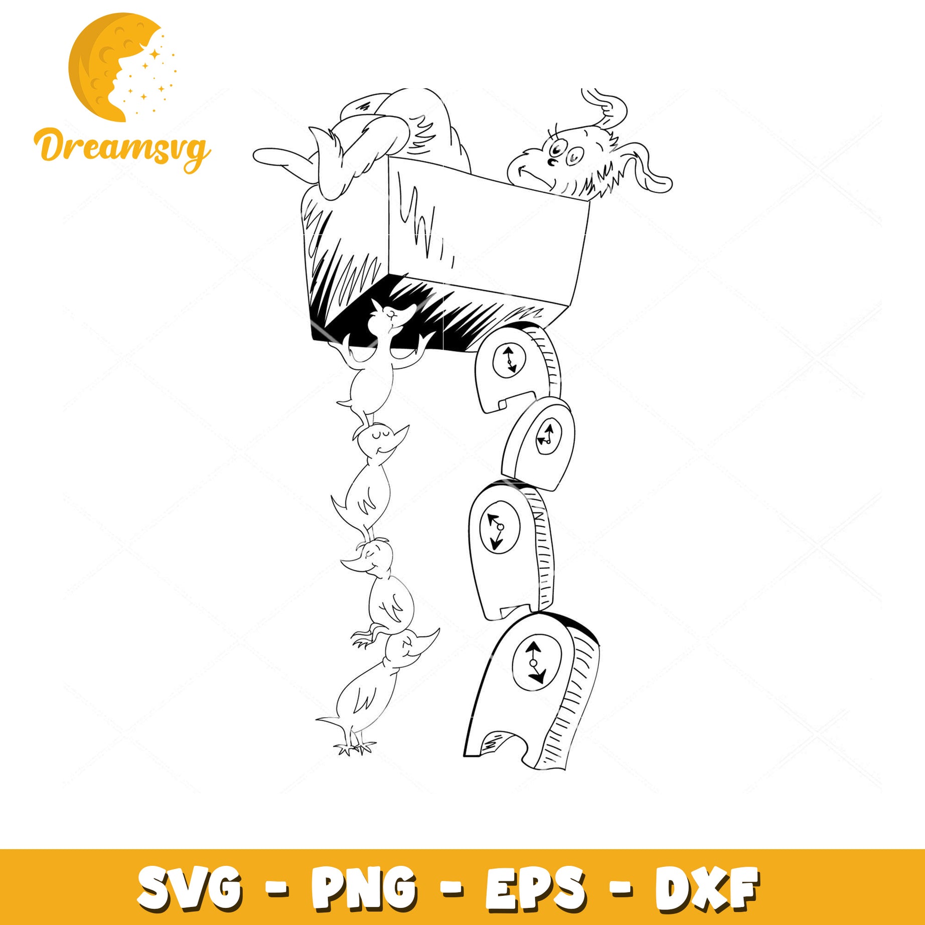 Option 1 (Focus on character)  Cat in the Hat SVG Cut File