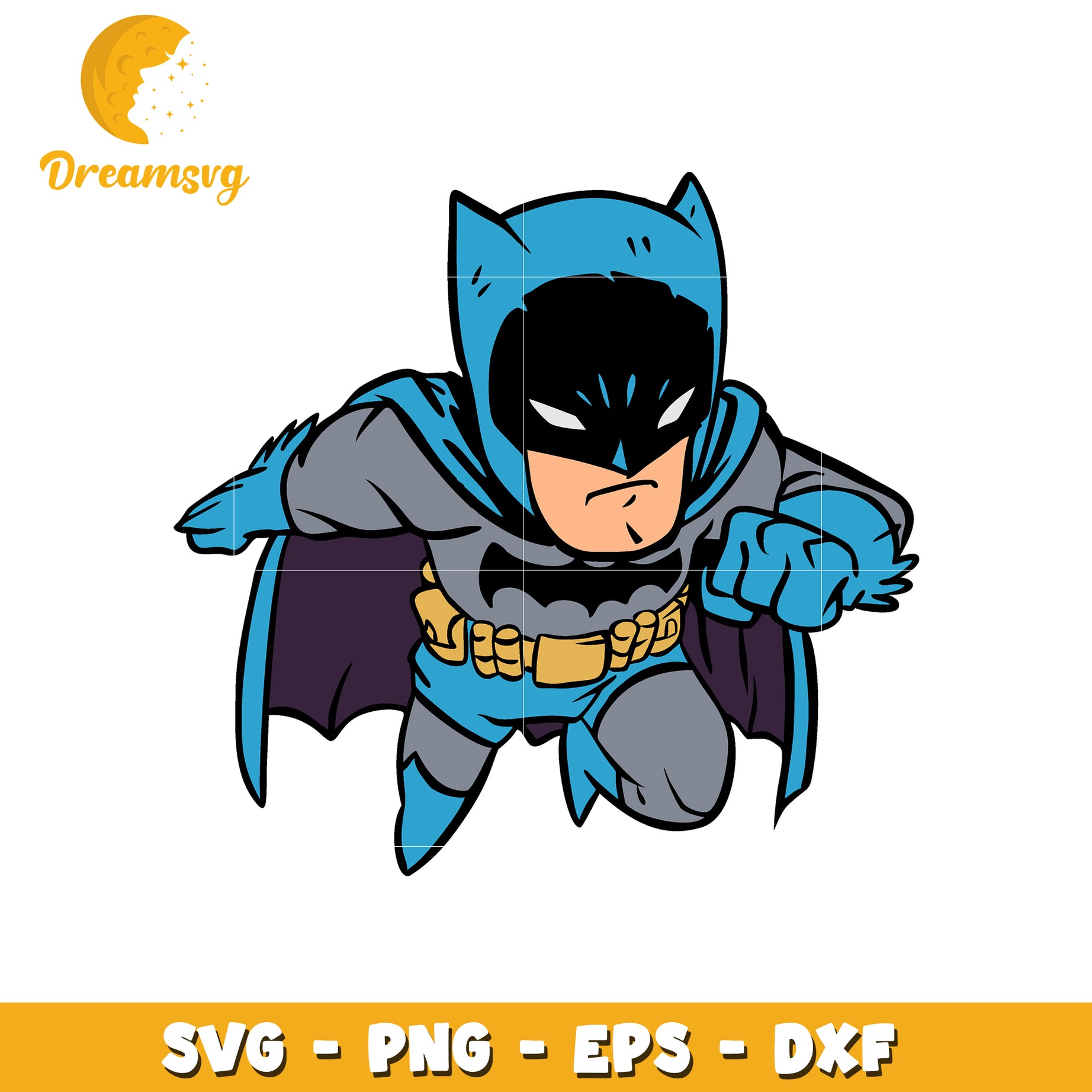 Option 1 (Focus on character)  Cute Blue Batman SVG PNG EPS DXF