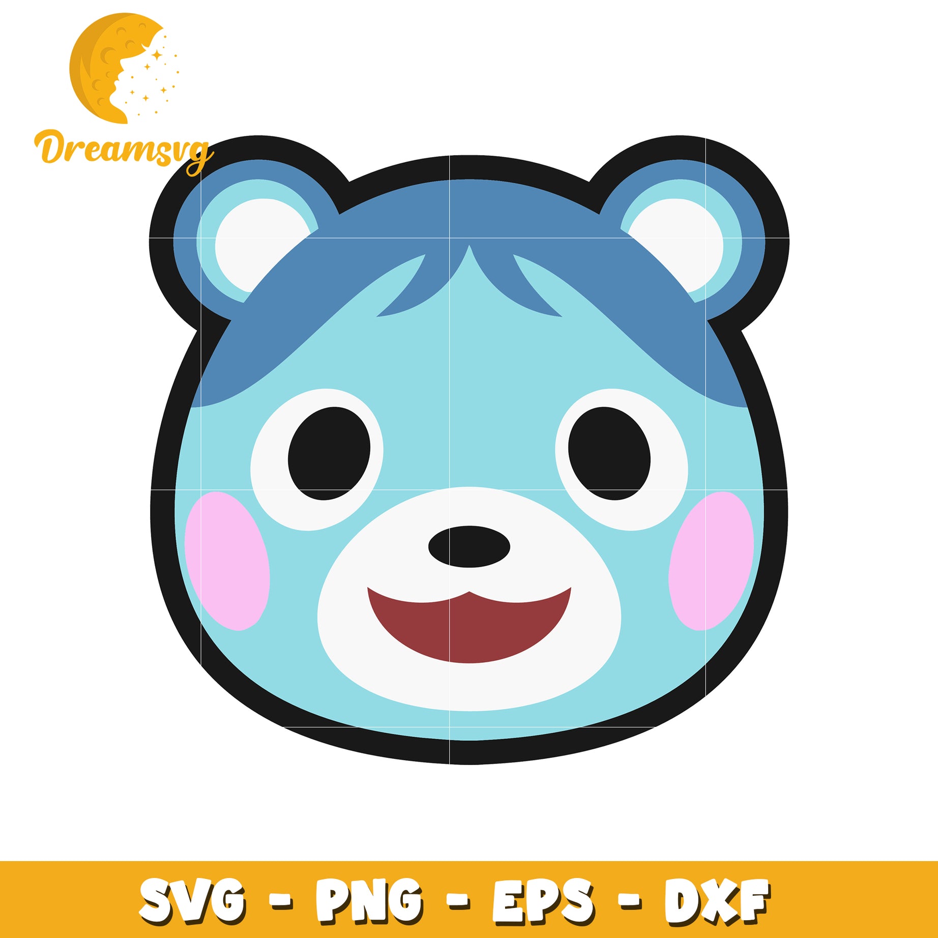 Option 1 (Focus on character)  Cute Blue Bear Face SVG PNG EPS DXF Files
