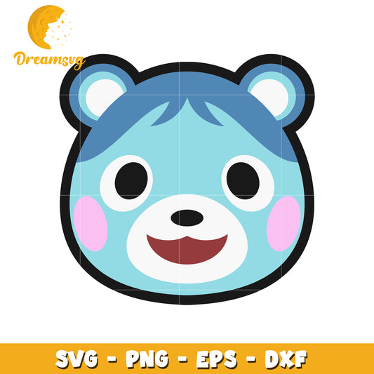 Option 1 (Focus on character)  Cute Blue Bear Face SVG PNG EPS DXF Files