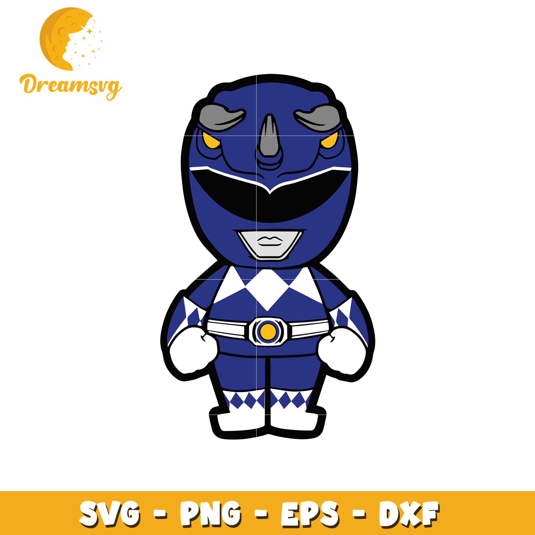 Option 1 (Focus on character)  Cute Blue Ranger Rhino SVG PNG EPS DXF
