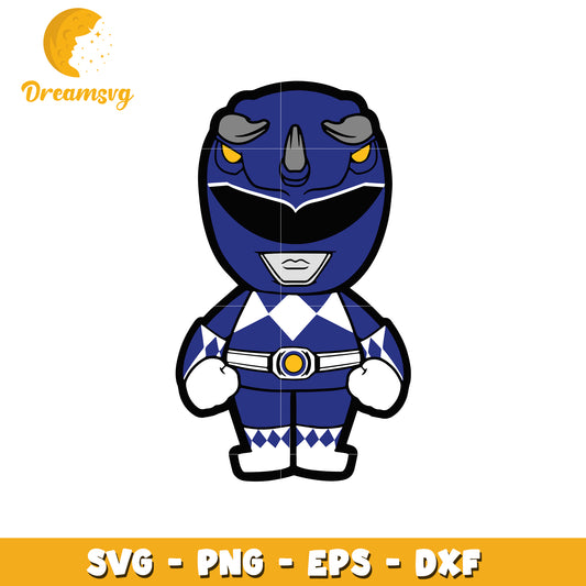 Option 1 (Focus on character)  Cute Blue Ranger Rhino SVG PNG EPS DXF