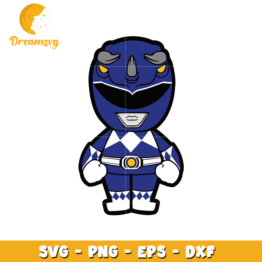 Option 1 (Focus on character)  Cute Blue Ranger Rhino SVG PNG EPS DXF