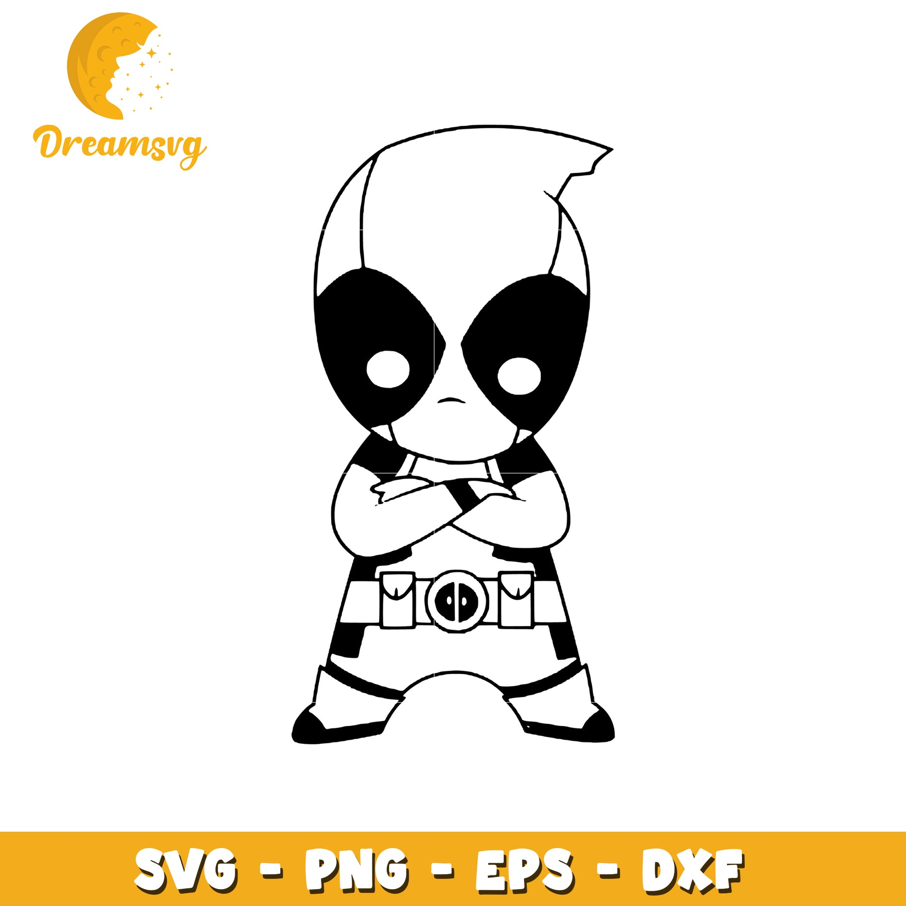 Option 1 (Focus on character)  Cute Deadpool SVG PNG EPS DXF