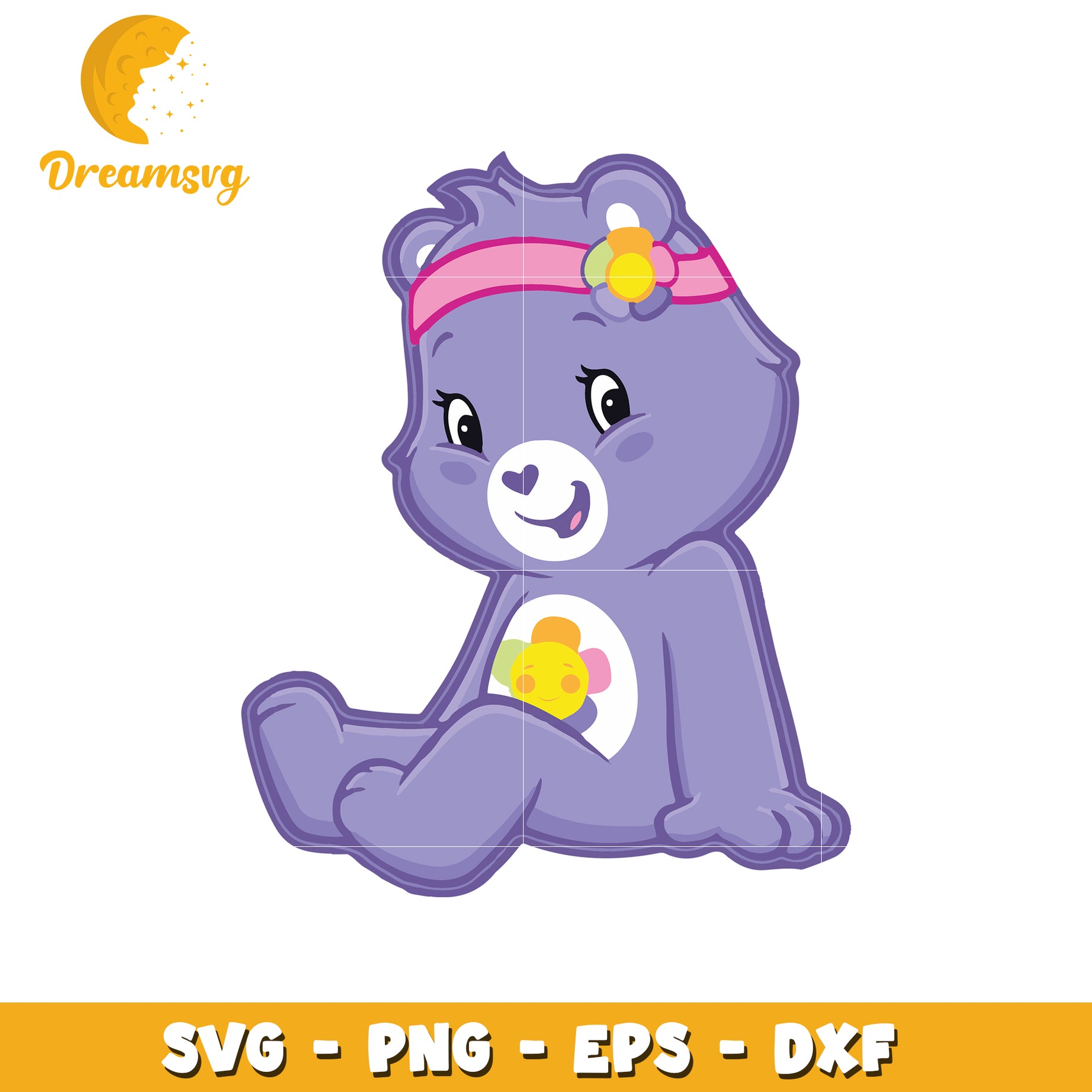 Option 1 (Focus on character)  Cute Purple Care Bear SVG PNG EPS DXF