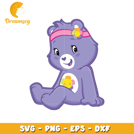 Option 1 (Focus on character)  Cute Purple Care Bear SVG PNG EPS DXF