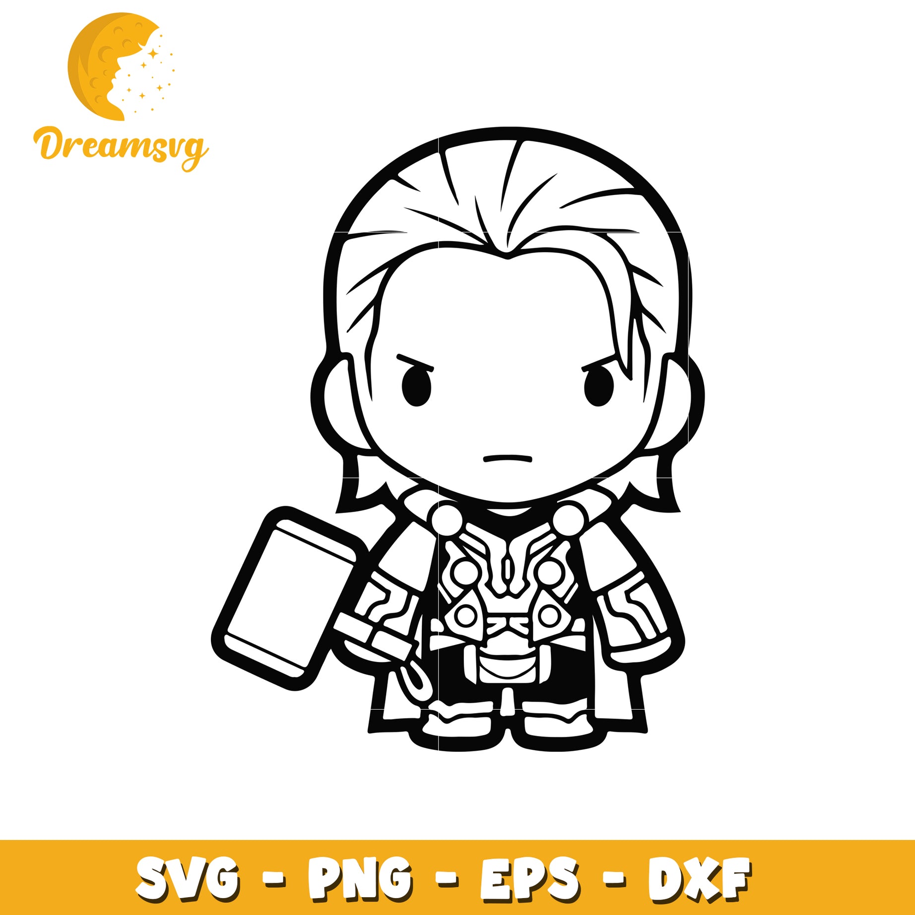 Option 1 (Focus on character)  Cute Thor SVG PNG EPS DXF Files