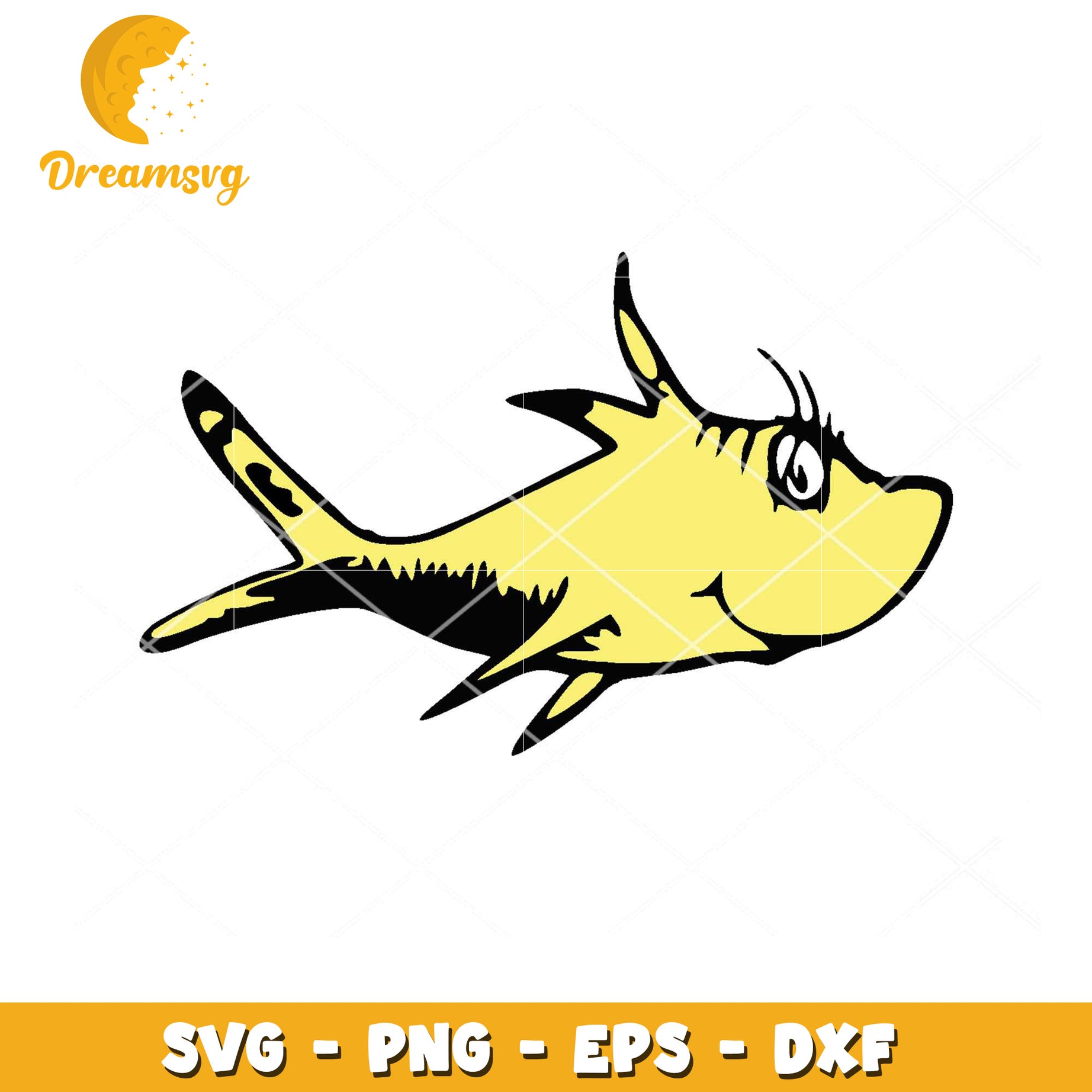 Option 1 (Focus on character)  Dr Seuss Fish SVG Cut File Instant Download