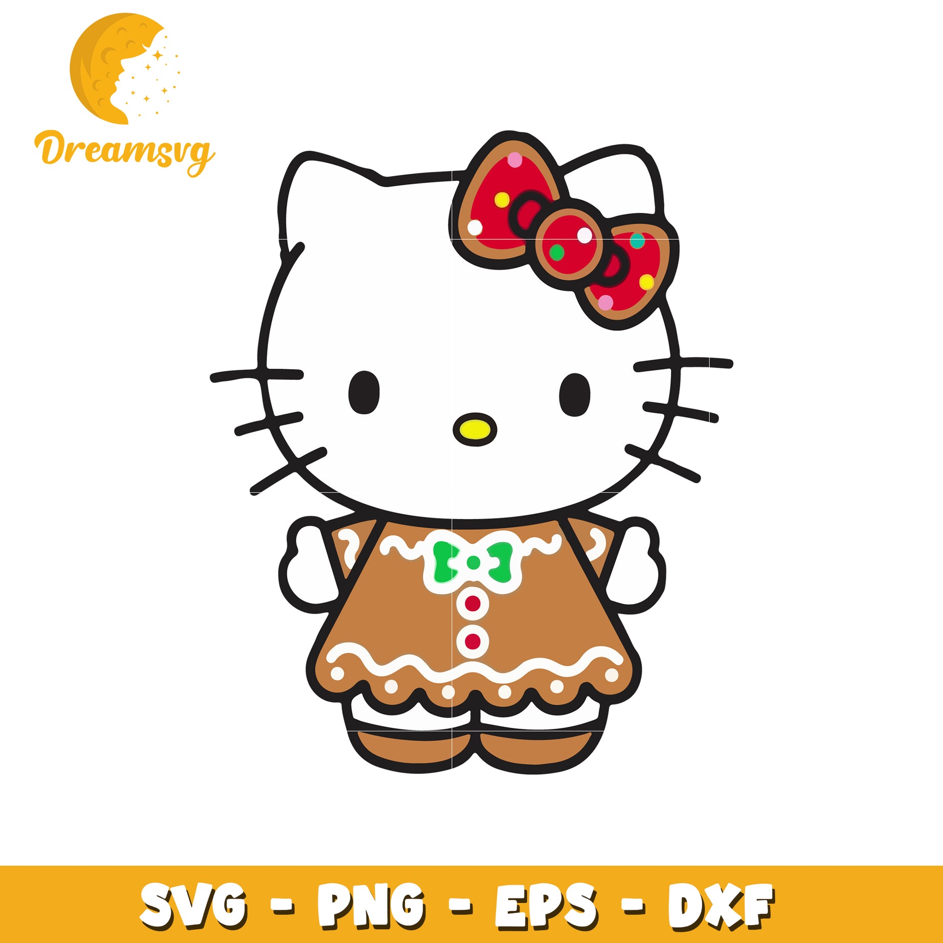 Option 1 (Focus on character) Hello Kitty Gingerbread SVG PNG EPS DXF