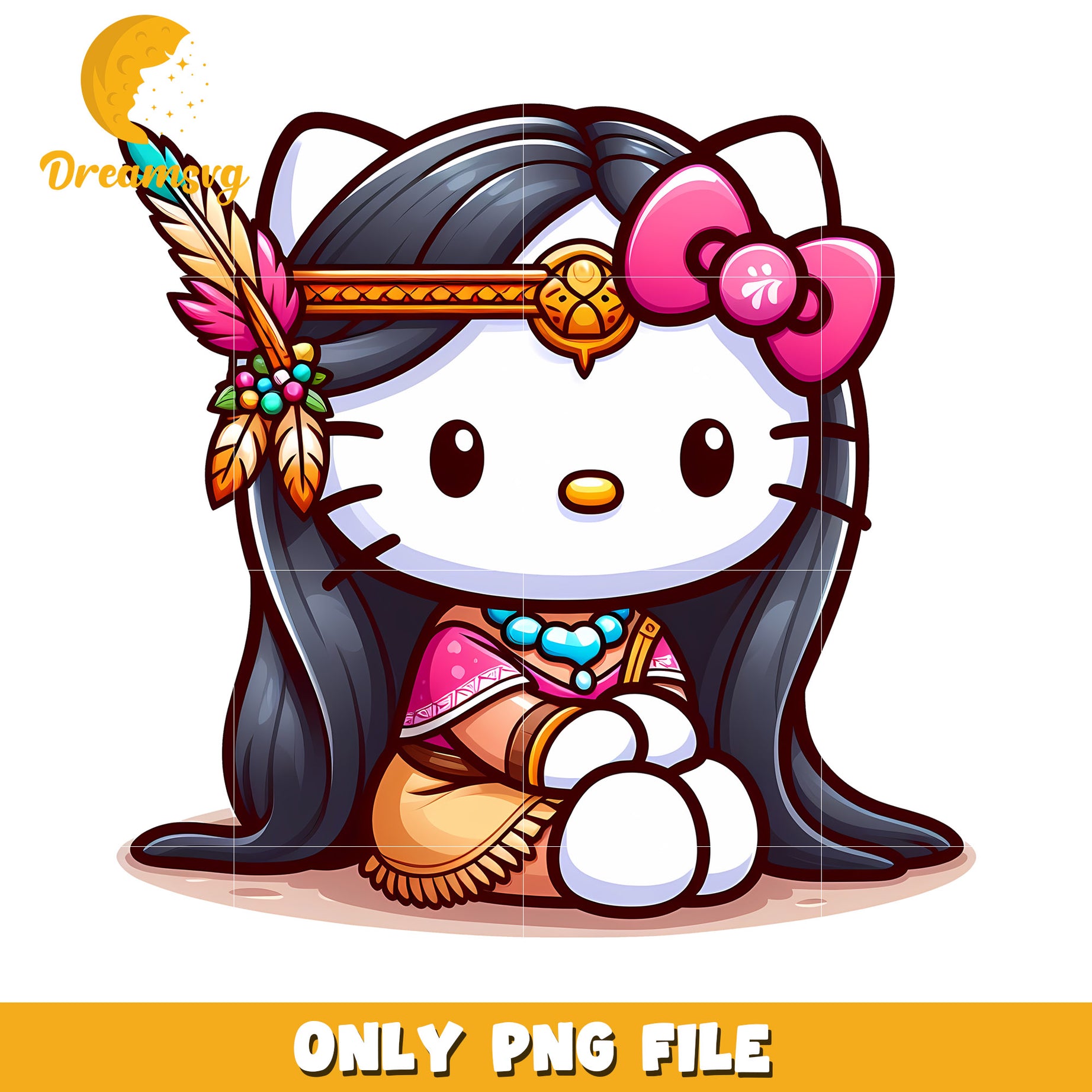 Option 1 (Focus on character) Hello Kitty Native American PNG