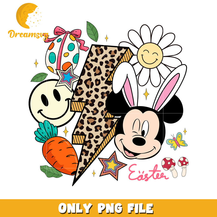 Option 1 (Focus on character) Mickey Mouse Easter PNG Cute Bunny Design