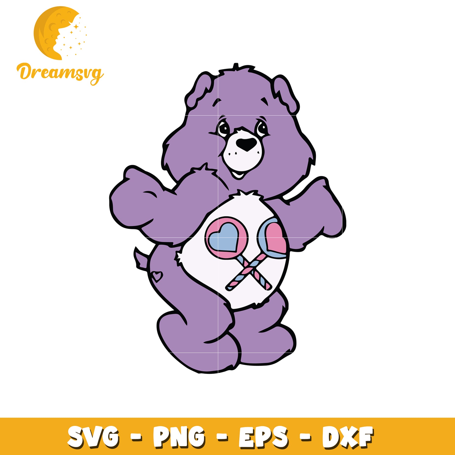 Option 1 (Focus on character)  Purple Care Bear SVG Cut File