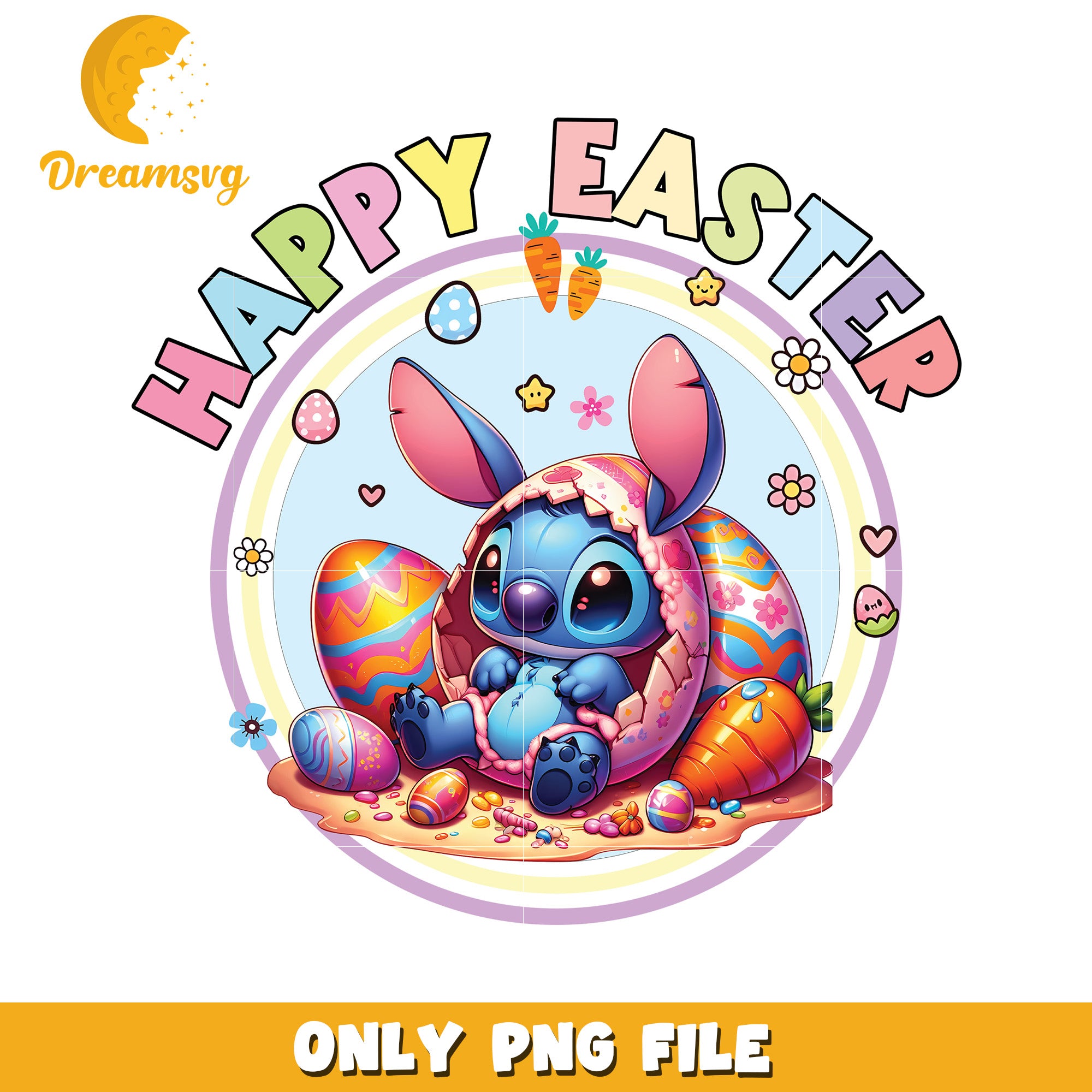 Option 1 (Focus on character) Stitch Easter Bunny PNG Cute Easter Image