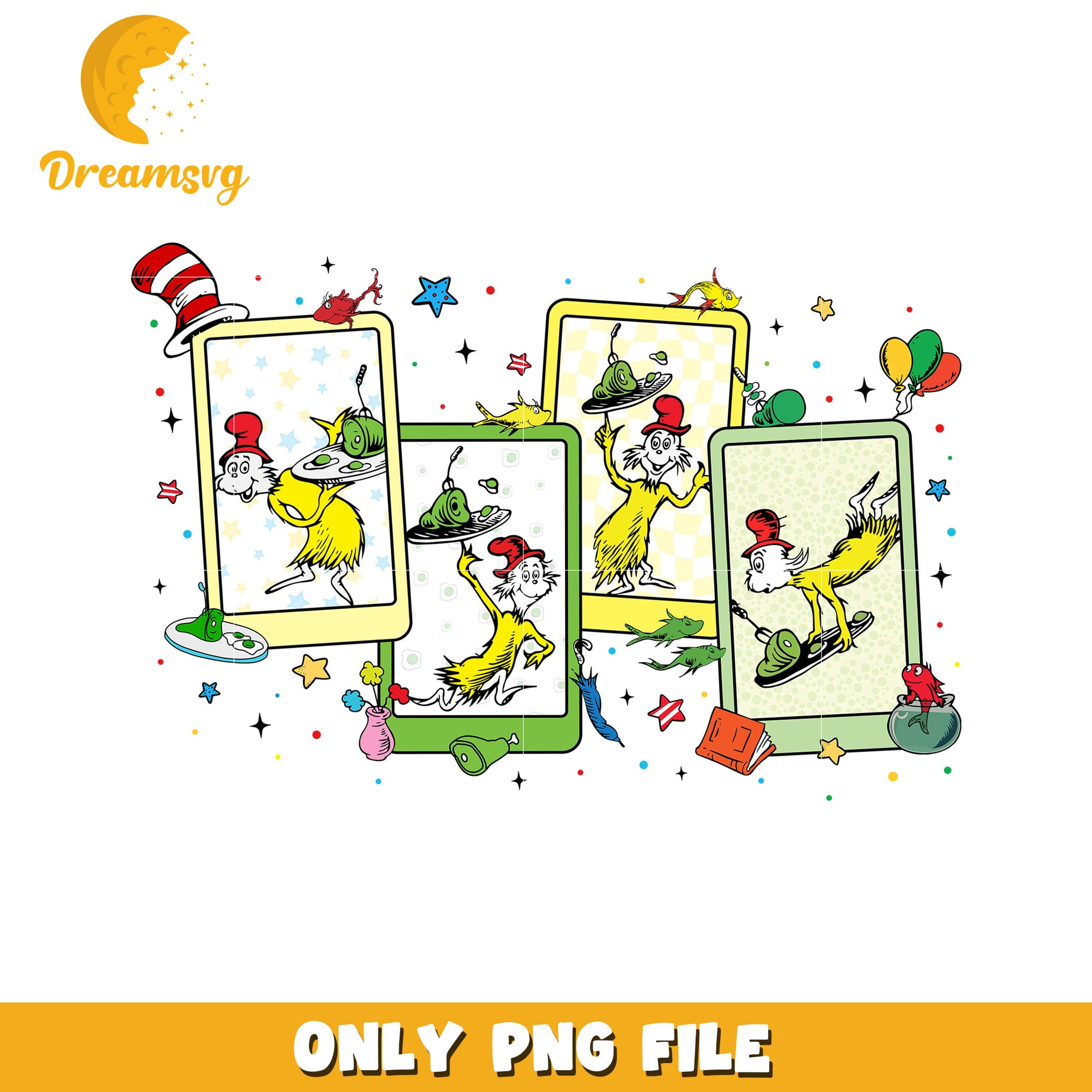 Option 1 (Focus on character)  Thing 1 PNG Sublimation Design