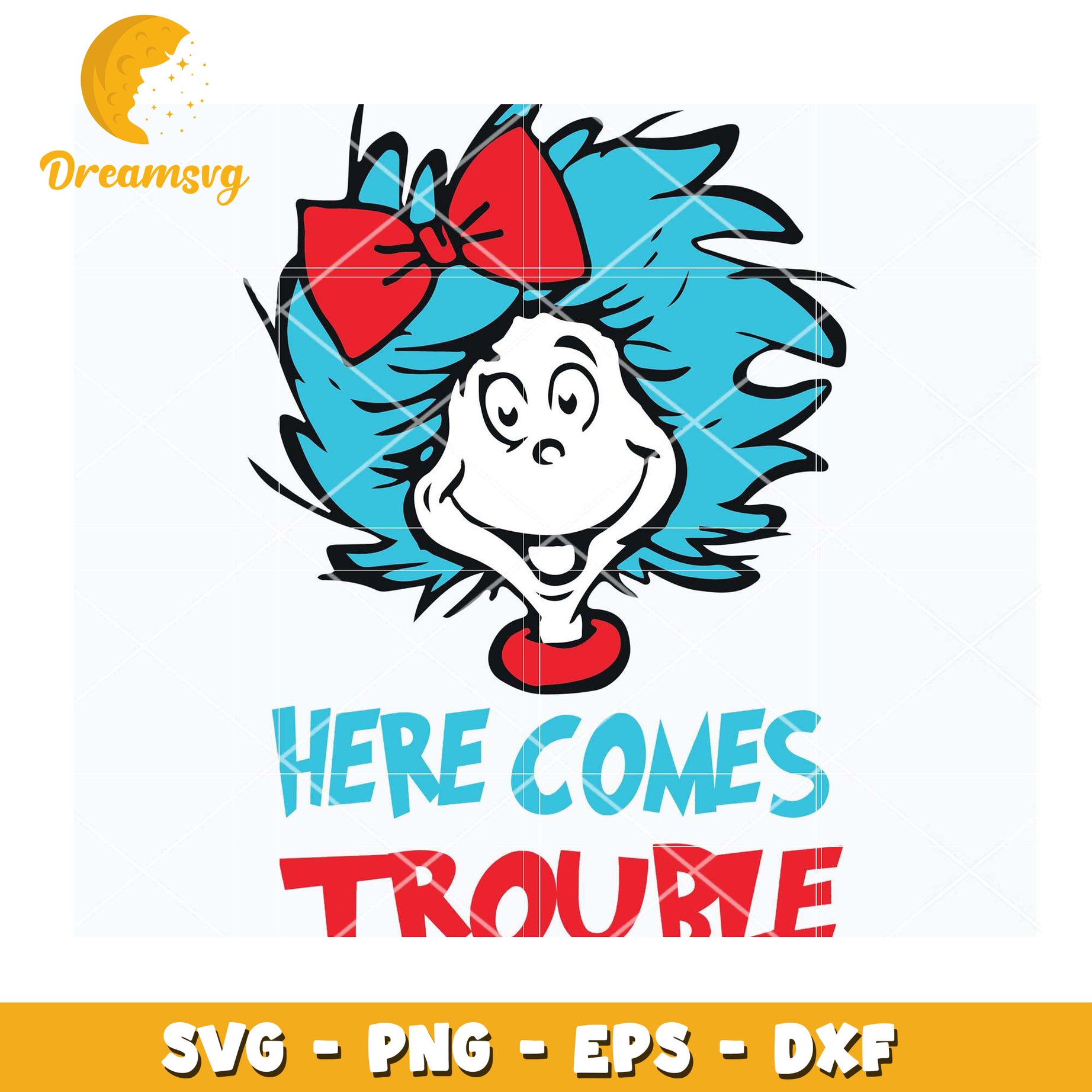 Option 1 (Focus on character)  Thing 1 SVG Cut File Instant Download