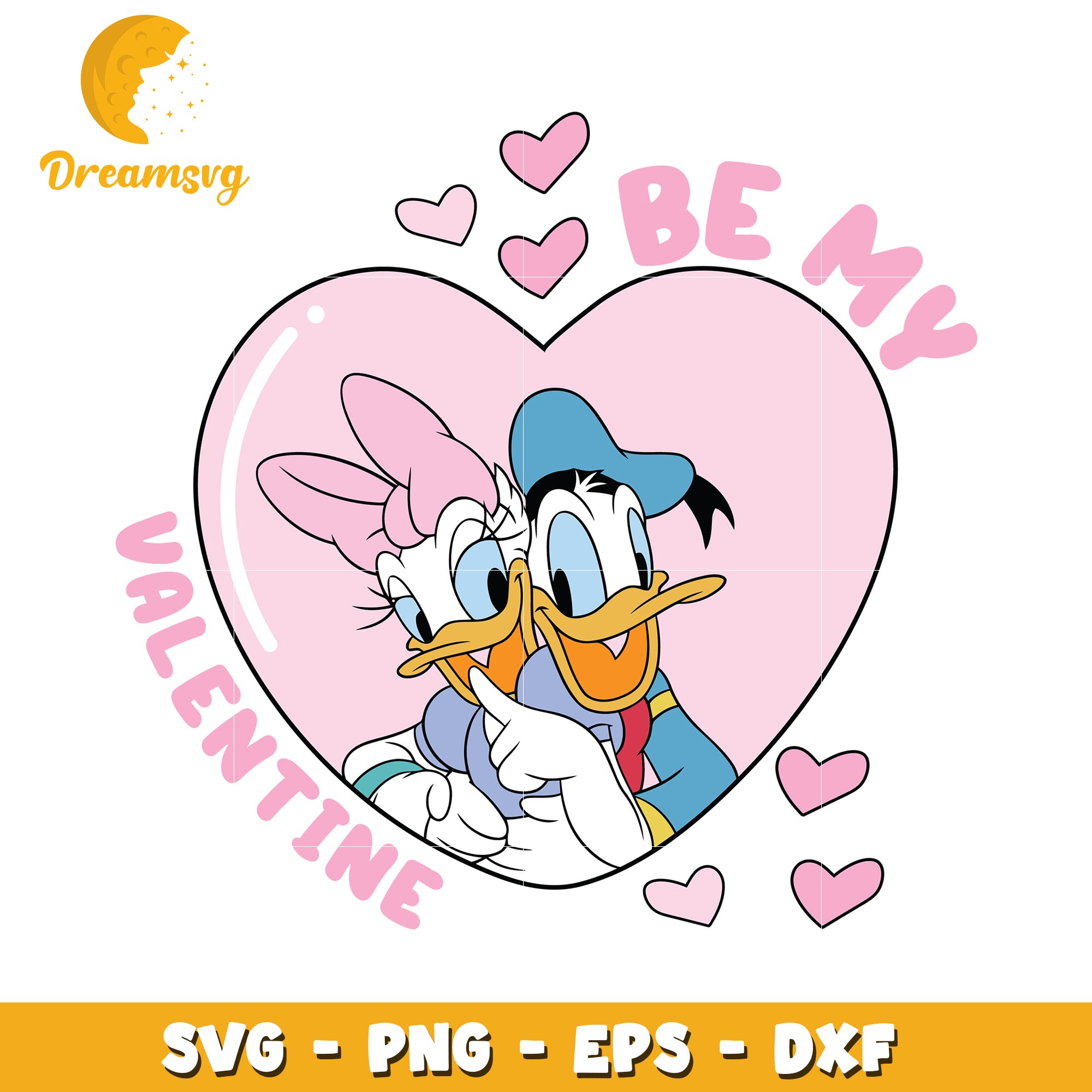 Option 1 (Focus on characters) Daisy Duck Donald Valentine SVG