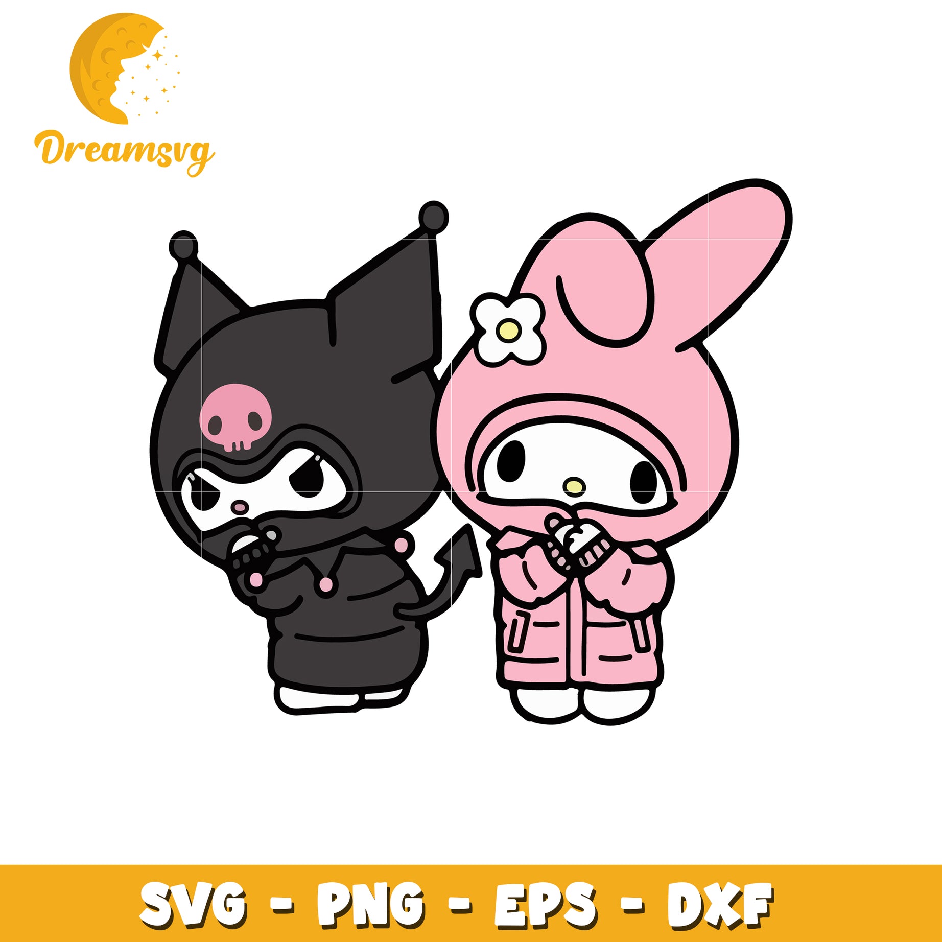 Option 1 (Focus on characters)  Kuromi & My Melody Winter SVG Bundle