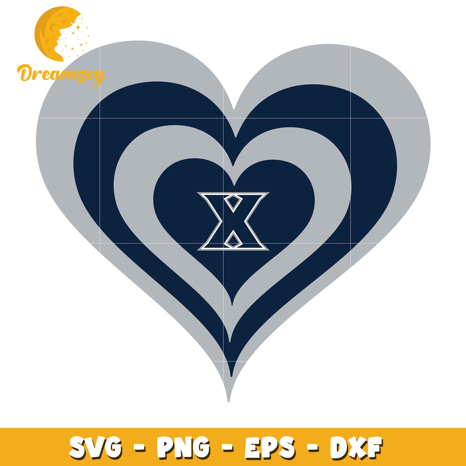 Option 1 (Focus on design)  Navy Blue Heart SVG Design, PNG, EPS, DXF