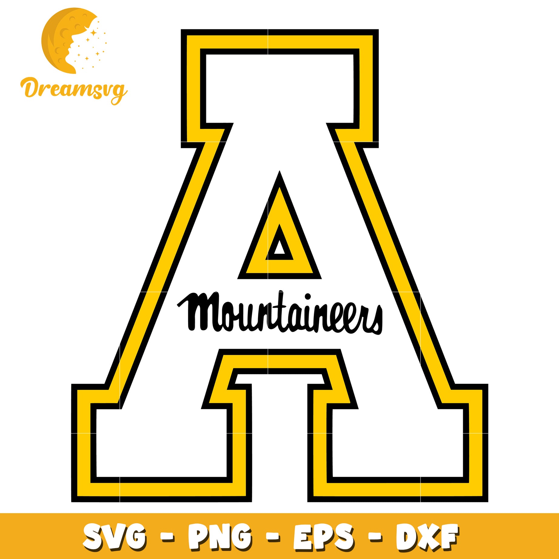 Option 1 (Focus on design)  Yellow A Mountaineers SVG PNG EPS DXF