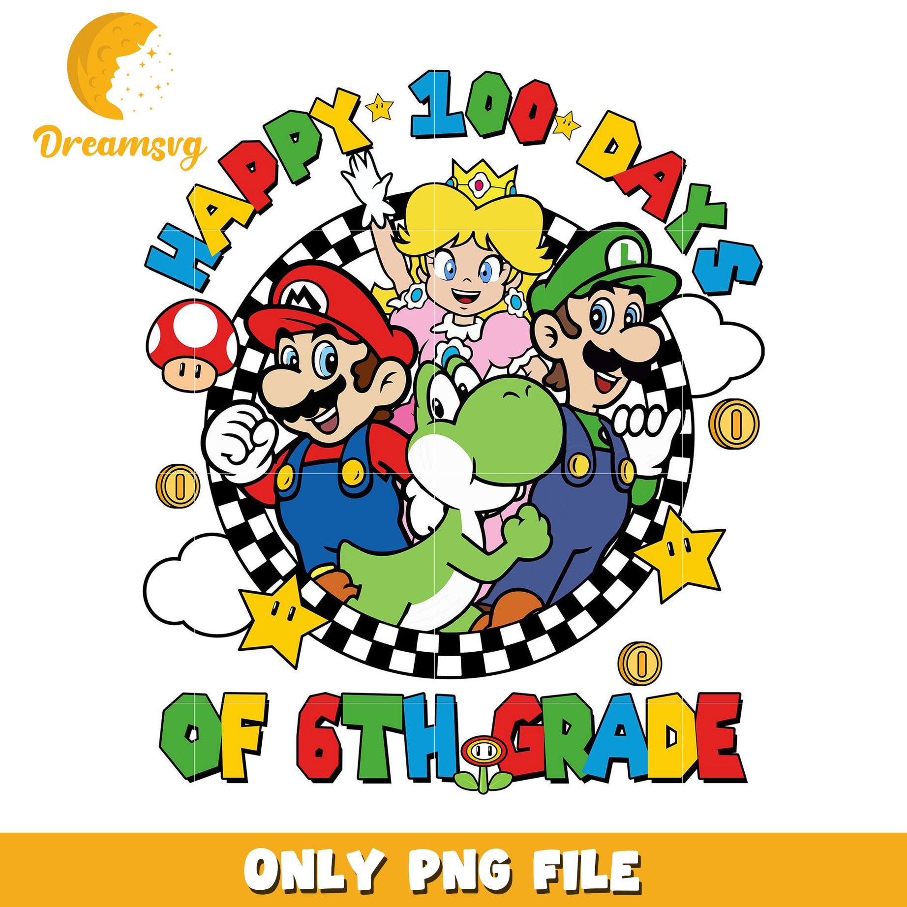 Option 1 (Focus on grade) 6th Grade 100 Days Mario PNG