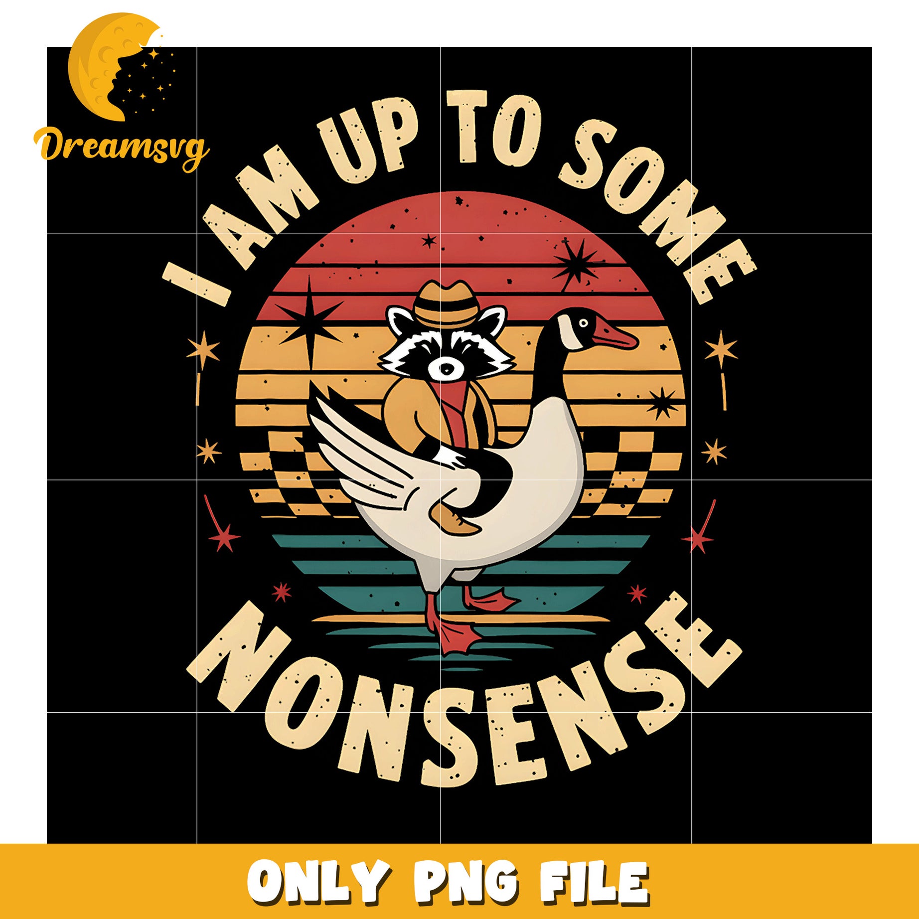 Option 1 (Focus on keywords) Raccoon Goose Retro PNG Design