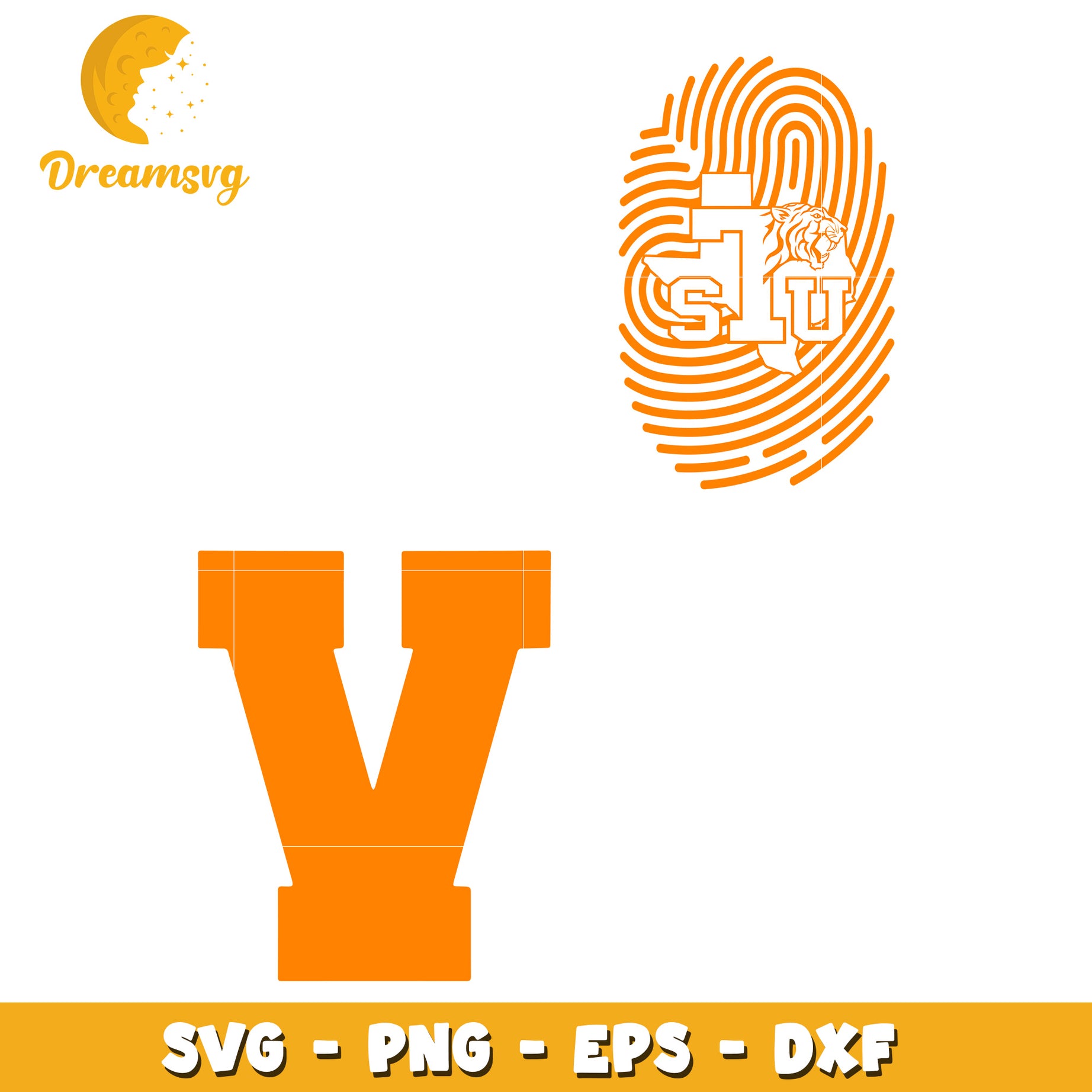 Option 1 (Focus on letter) Orange Letter V SVG PNG EPS DXF Cut File