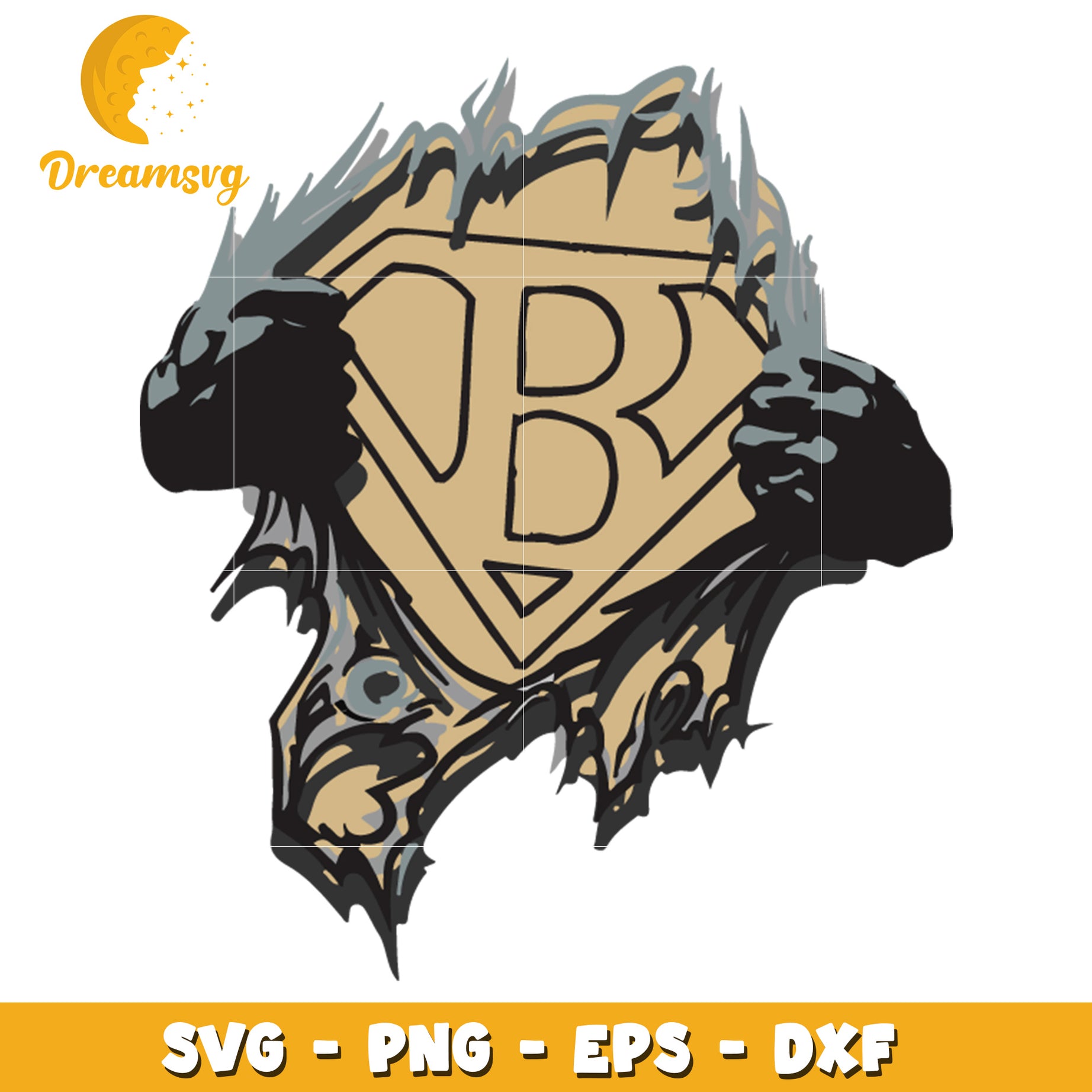 Option 1 (Focus on letter)  Superhero B Letter SVG PNG EPS DXF