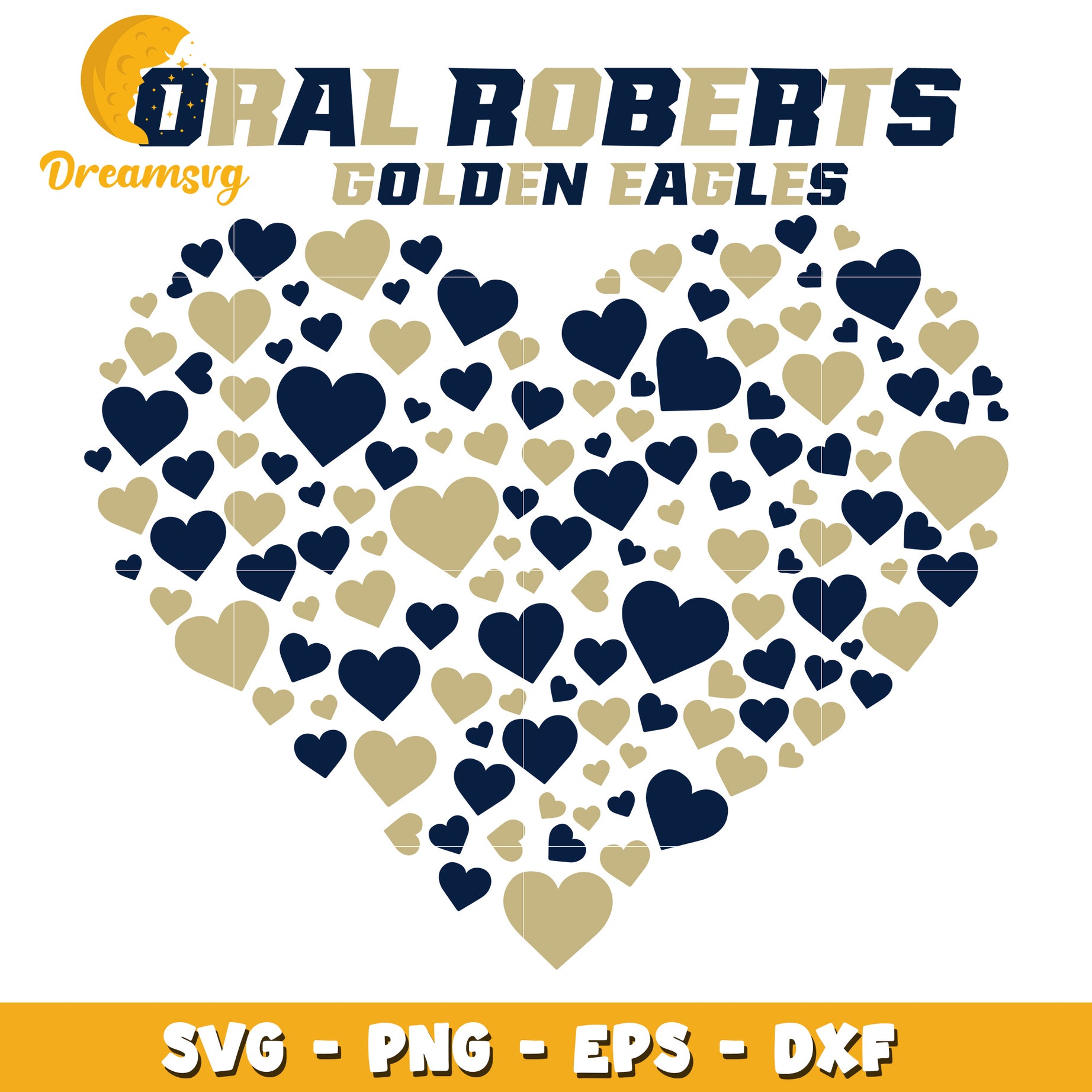 Oral Roberts Golden Eagles Heart SVG