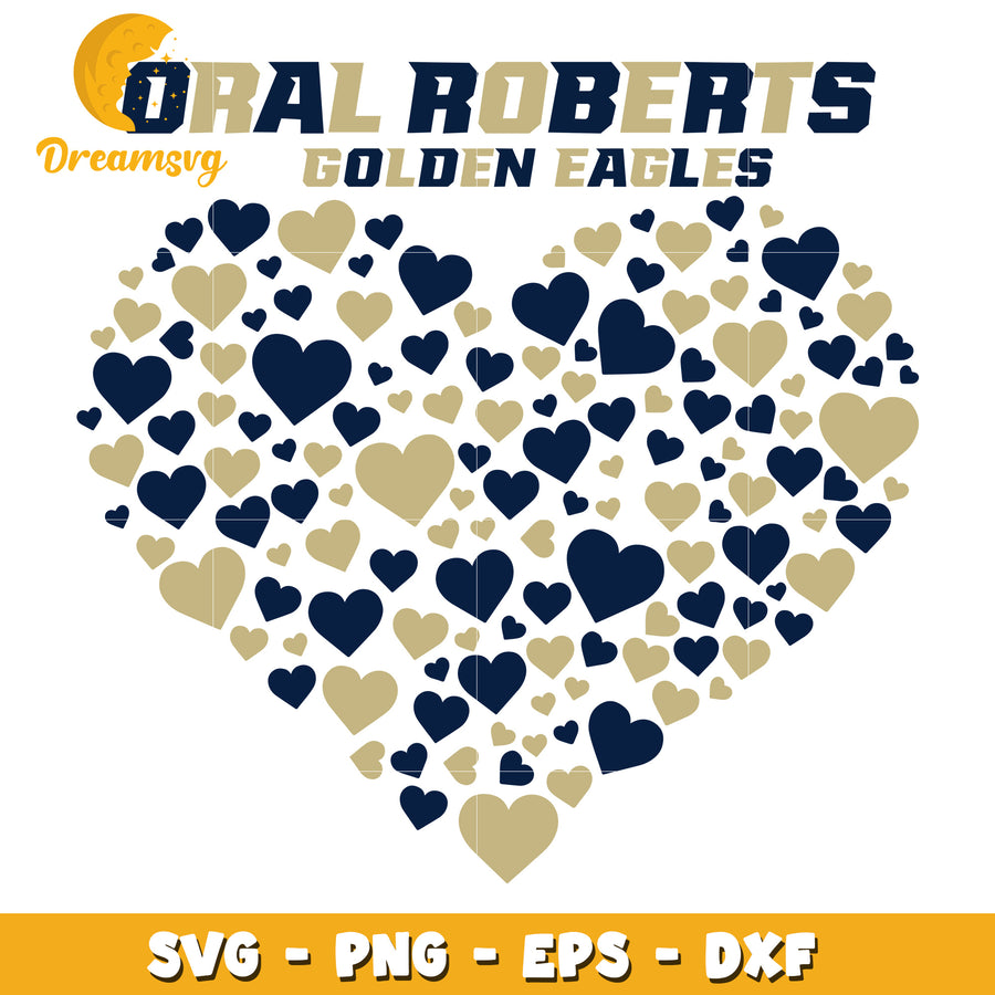 Oral Roberts Golden Eagles Heart SVG