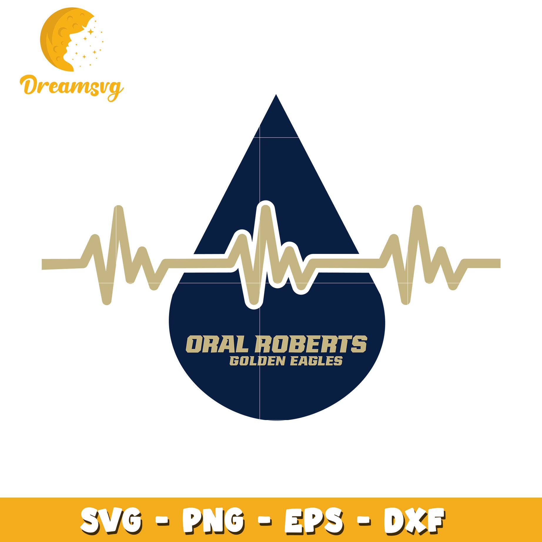 Oral Roberts Golden Eagles Heartbeat SVG Design for Crafting