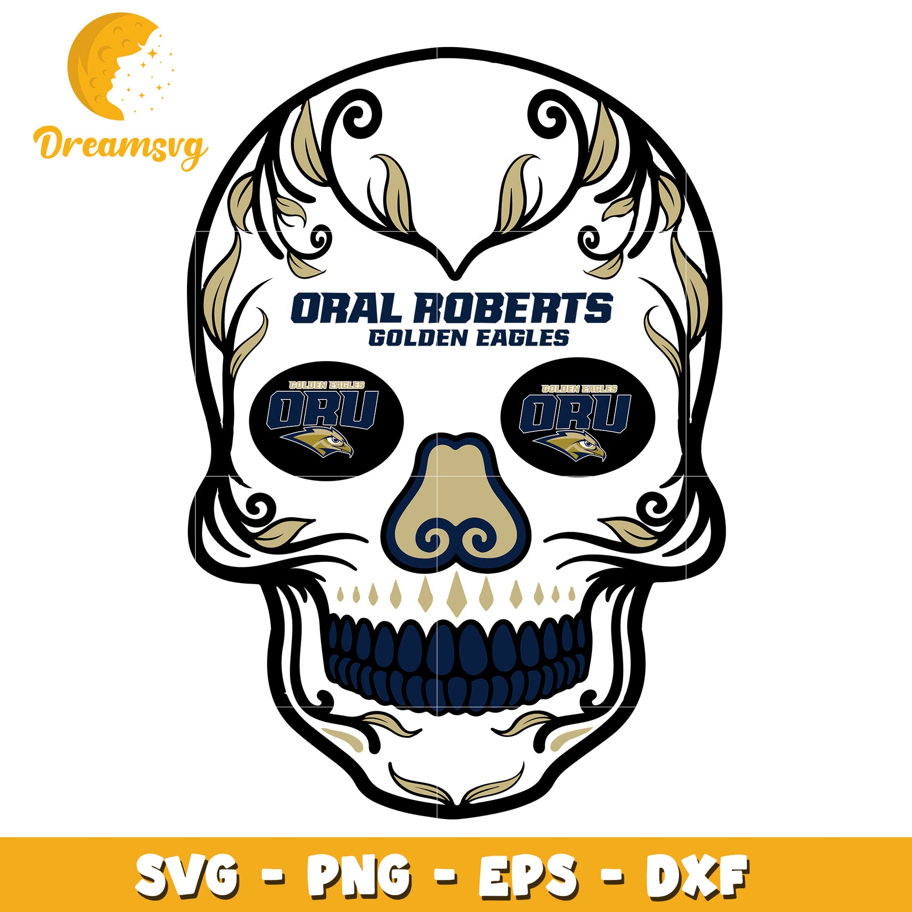 Oral Roberts Golden Eagles SVG Skull Design