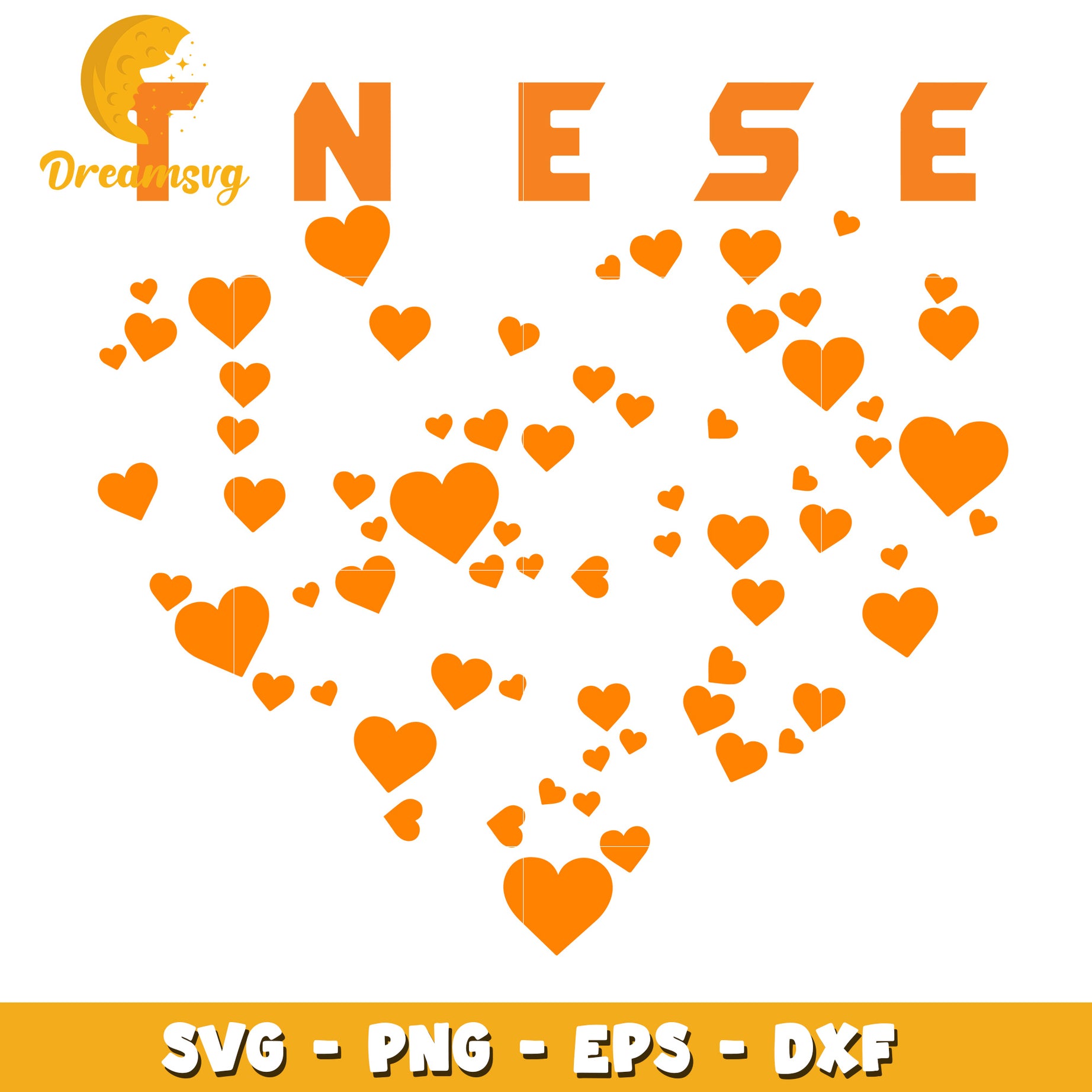 Orange Heart SVG PNG EPS DXF Files