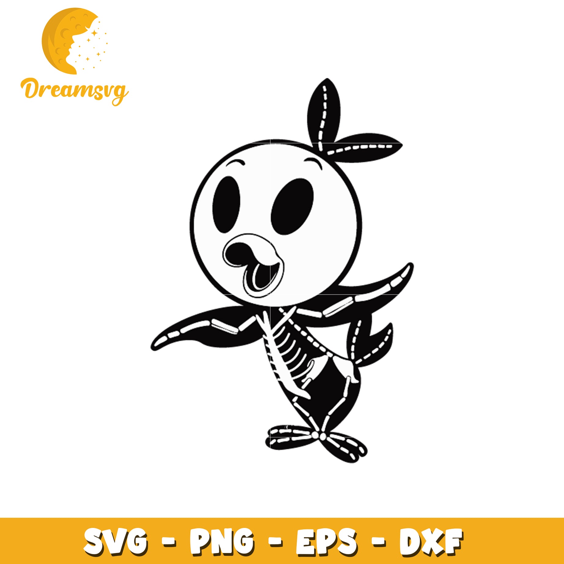 Orange bird skeleton character svg, disney characters svg