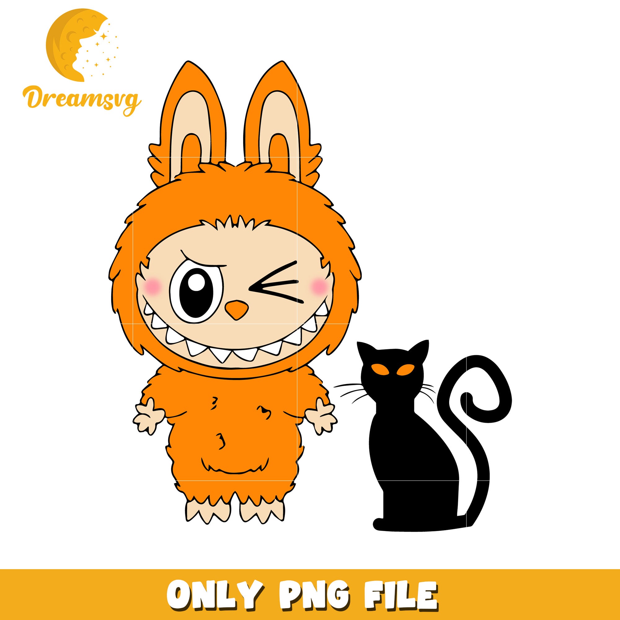 Orange labubu design png, halloween labubu png, halloween pumpkin png