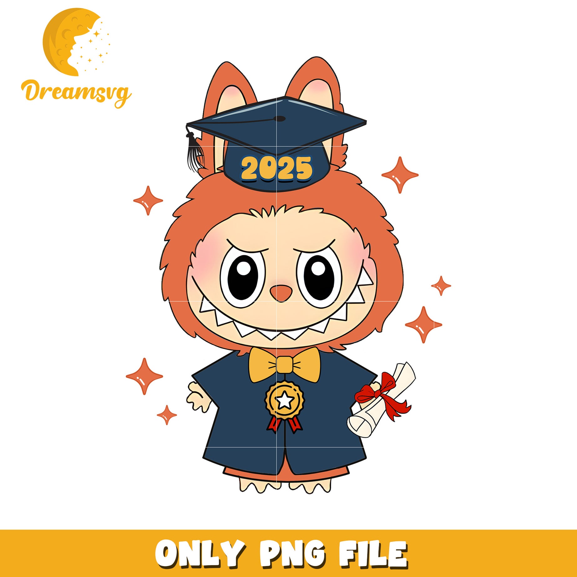 Orange labubu graduate png, labubu clothes​ png, labubu macaron png