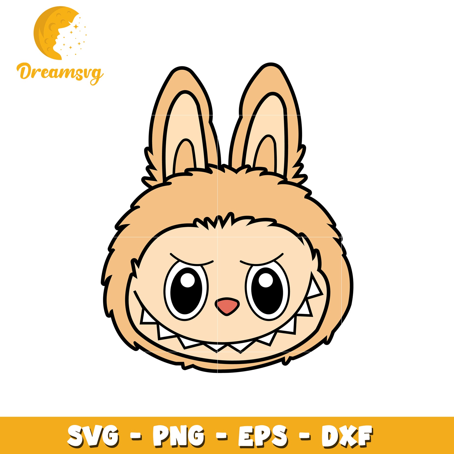 Orange labubu head svg, popmart labubu svg, labubu dolls svg