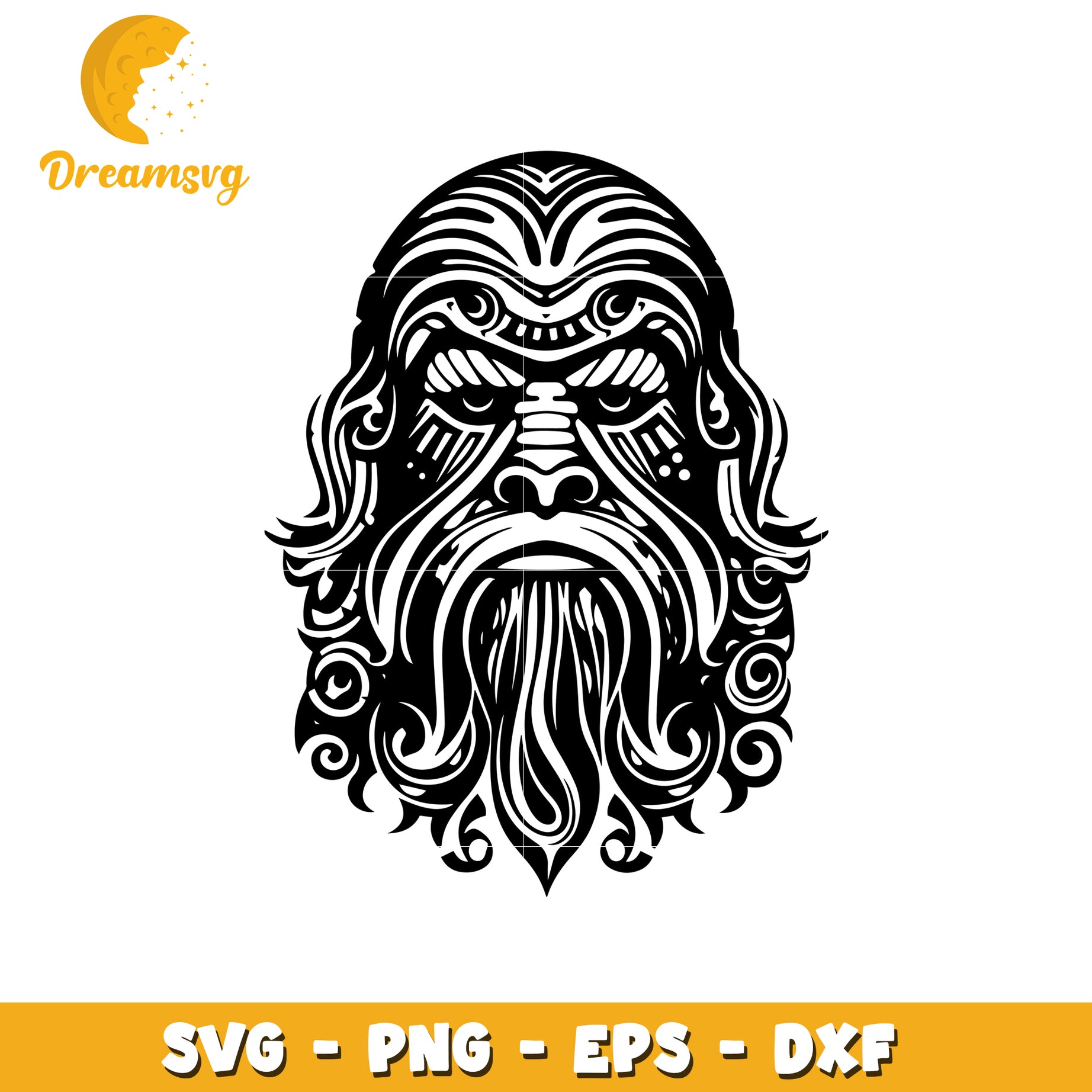 Ornate Tribal Bigfoot SVG PNG EPS DXF