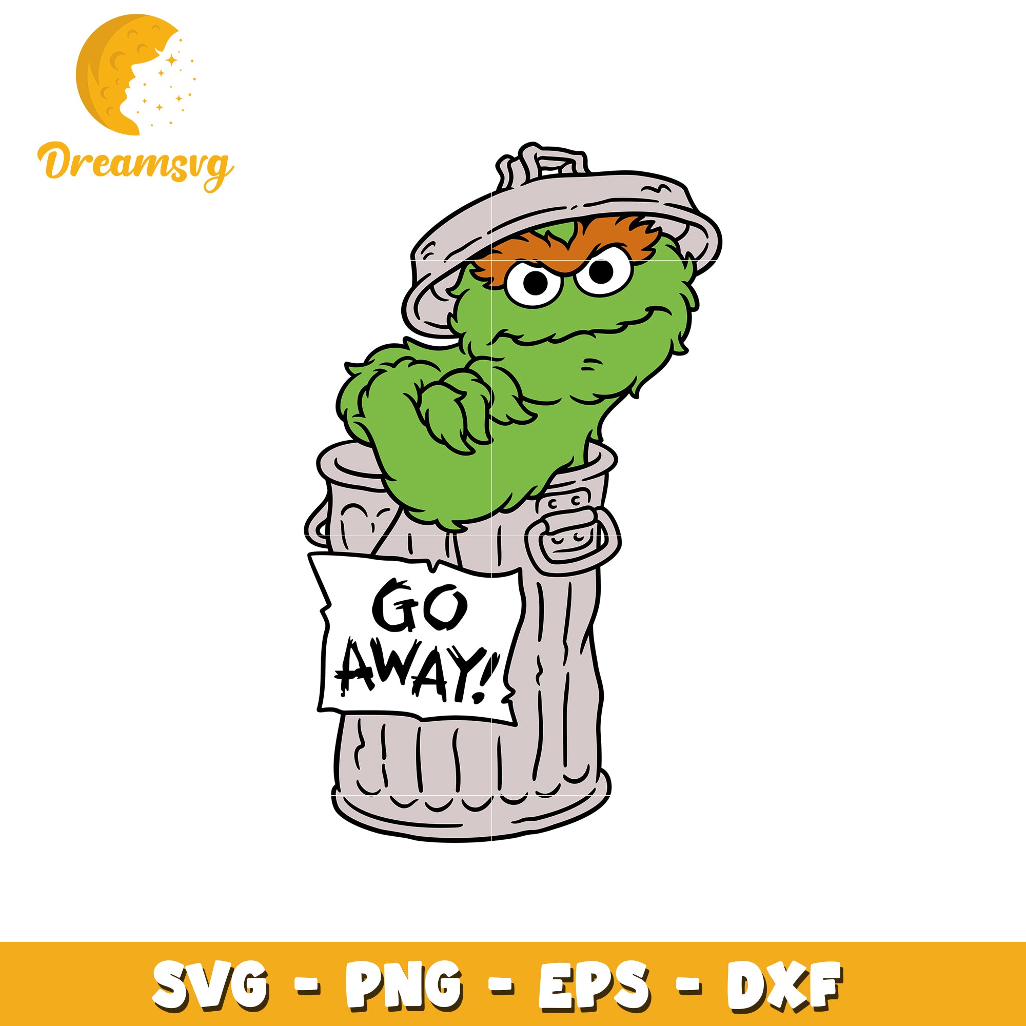 Oscar the Grouch SVG File Go Away Funny Cartoon Character Design