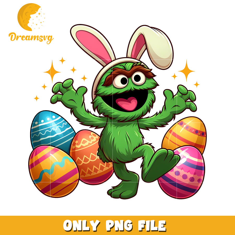 Oscar the grouch dancing png, easter day png, sesame street png