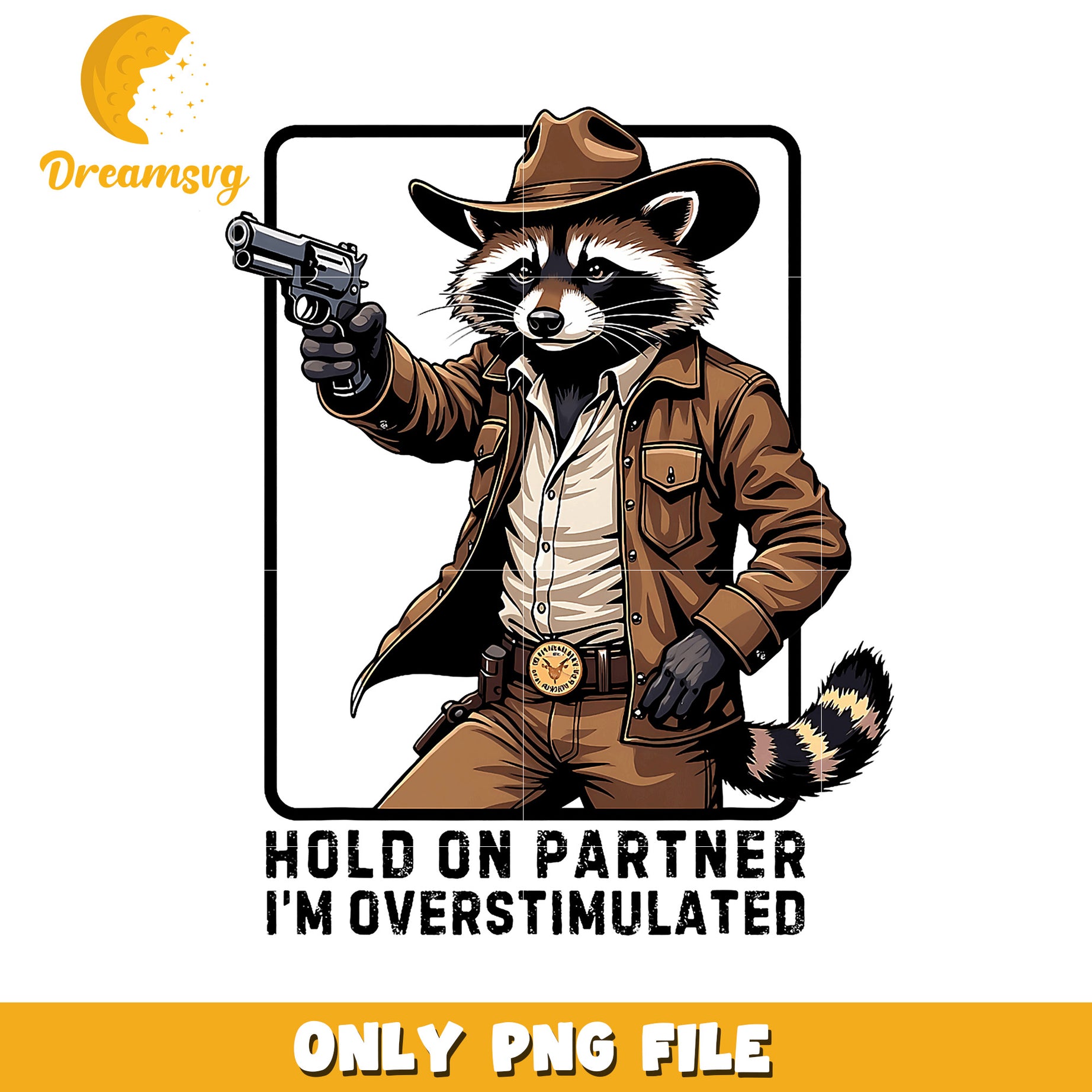 Overstimulated Raccoon Cowboy PNG