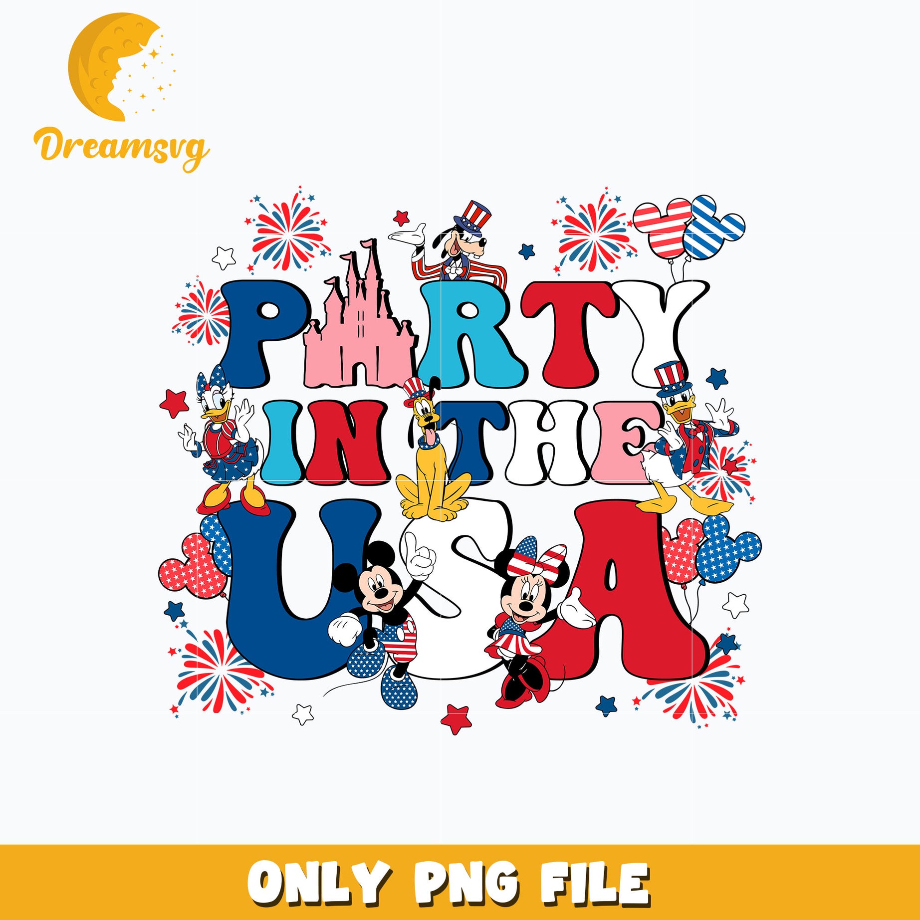 Party in the usa Png, mickey and friends png