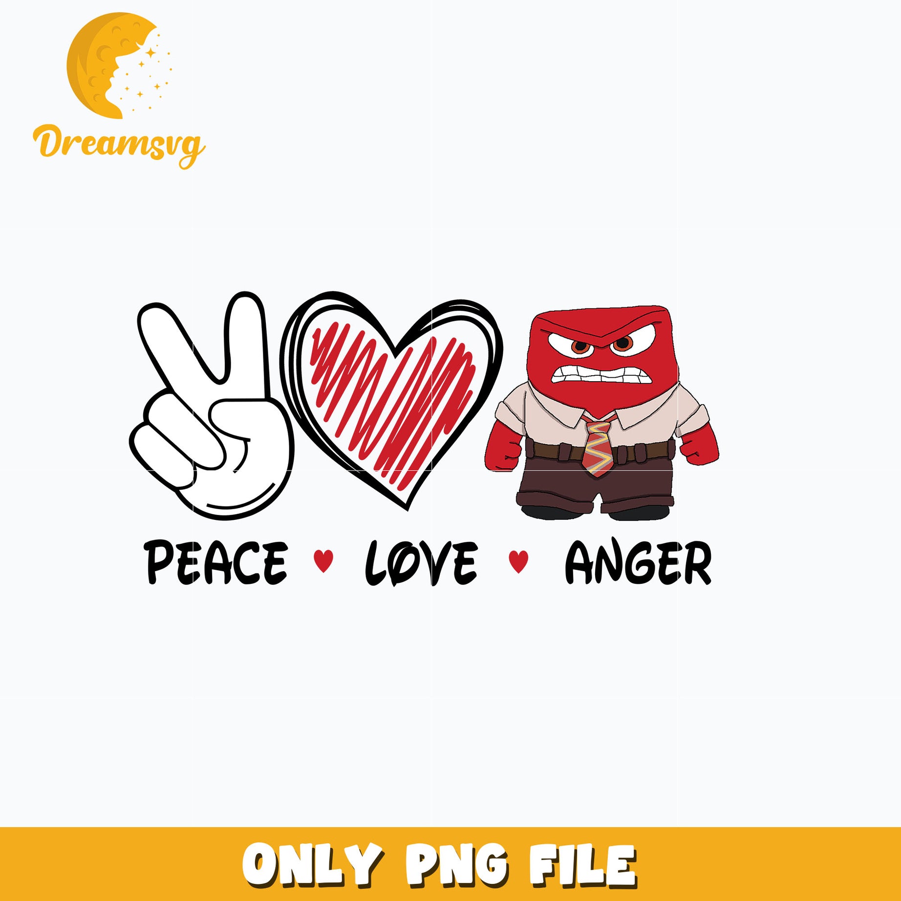 Peace love anger design png, disney png