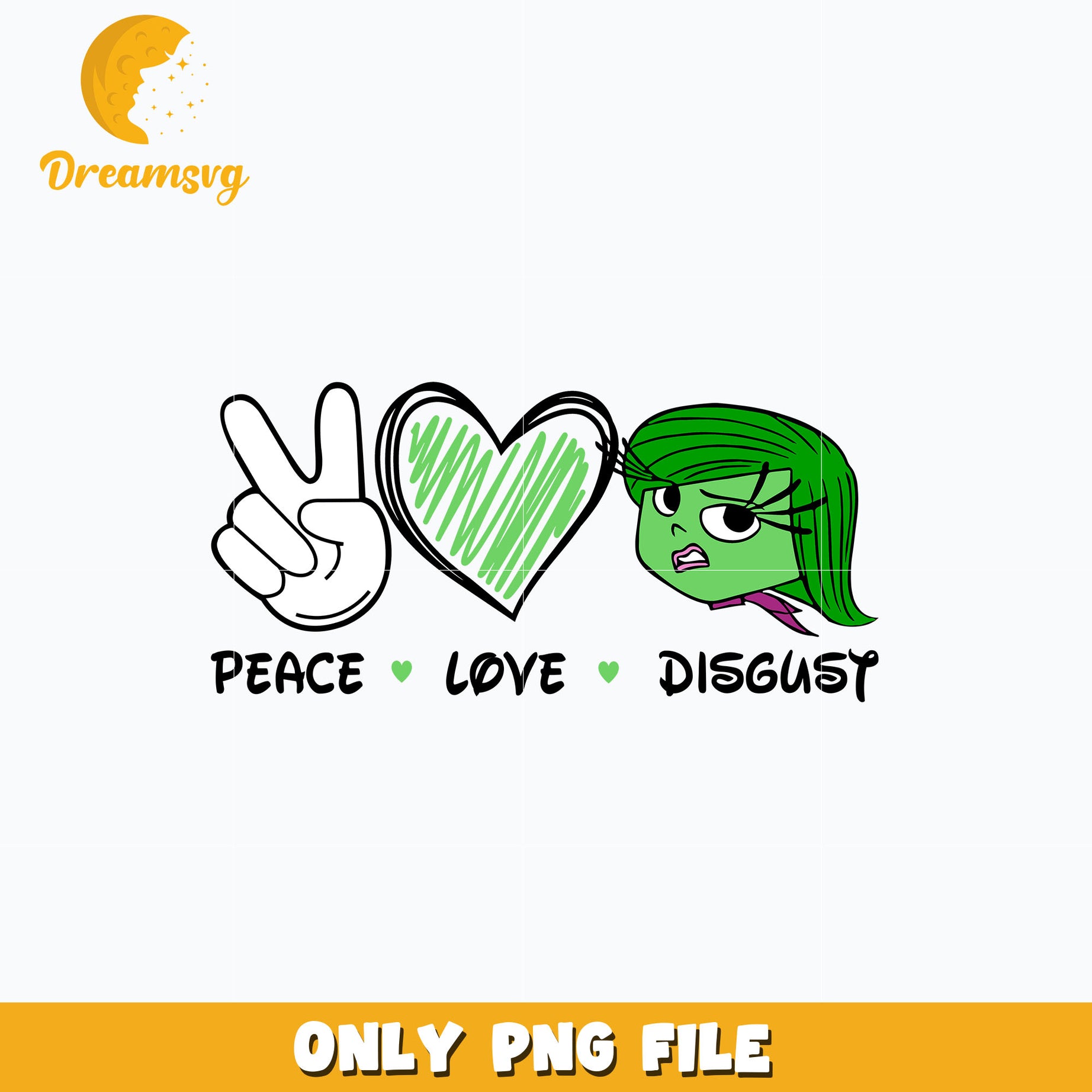 Peace love Disgust design png, disney png