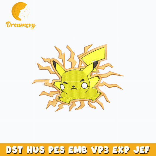 Pikachu thunder embroidery design