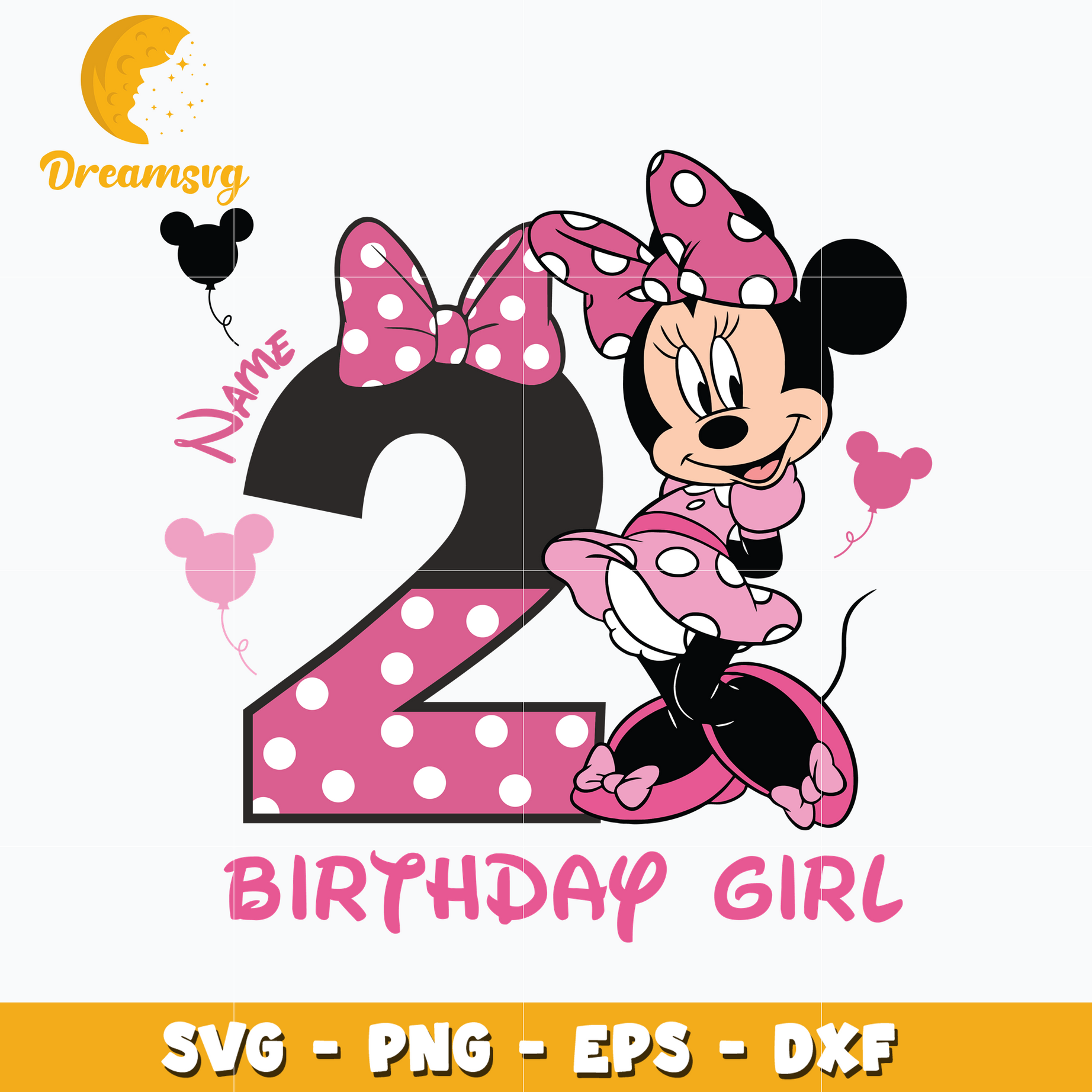 Minnie mouse pink 2nd birthday girl svg