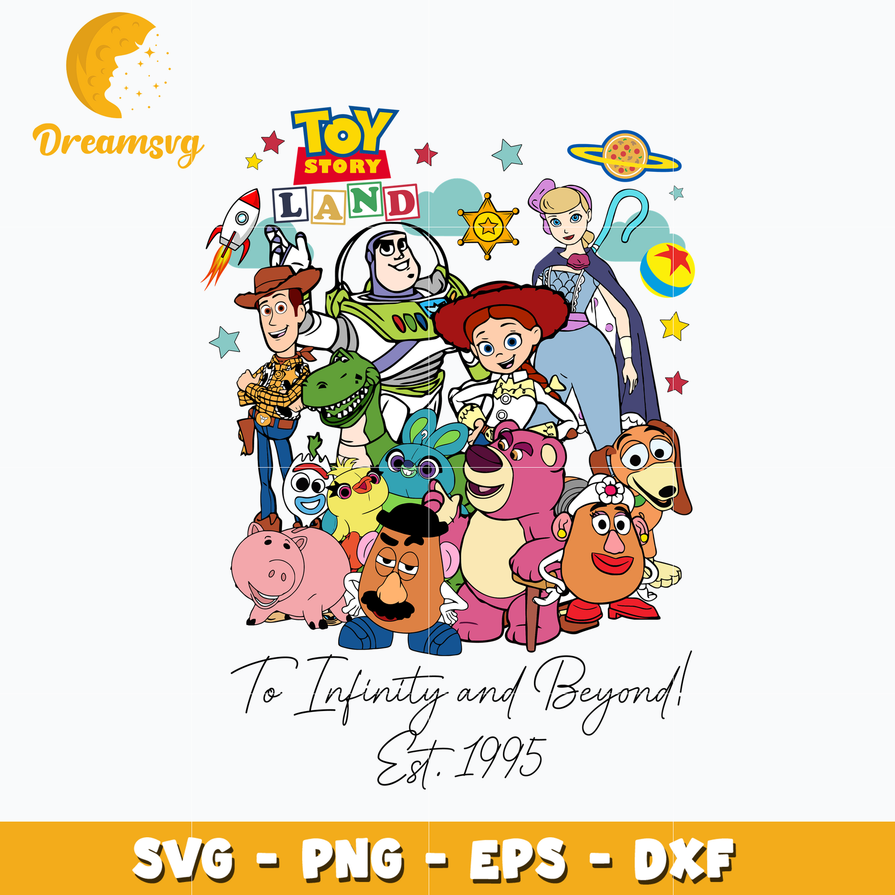 Toy story land friends est 1995 svg