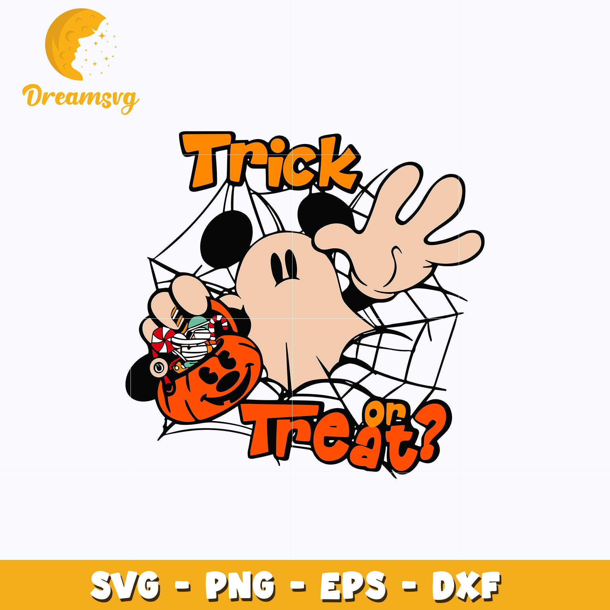 Mickey ghost trick or treat svg