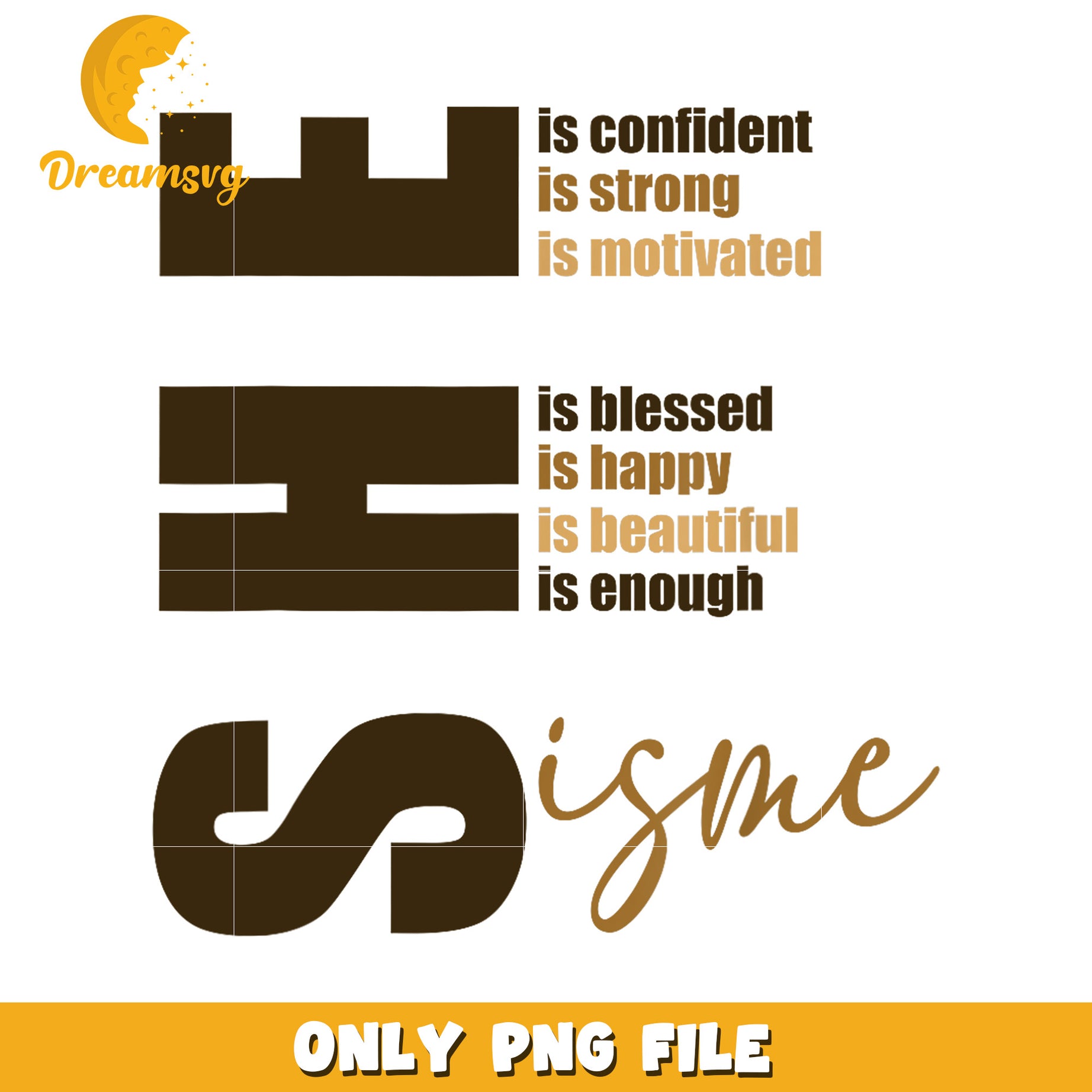 PNG Sublimation Design  She Is Strong, Confident, Blessed