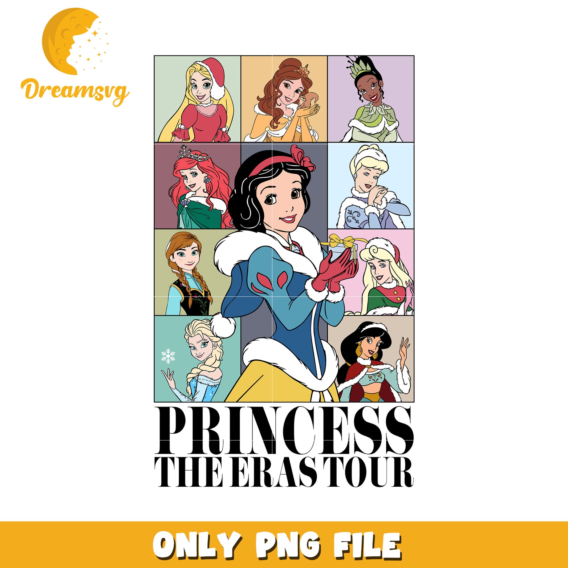 PRINCESS the eras tour black front png, christmas magic png, disney holiday png