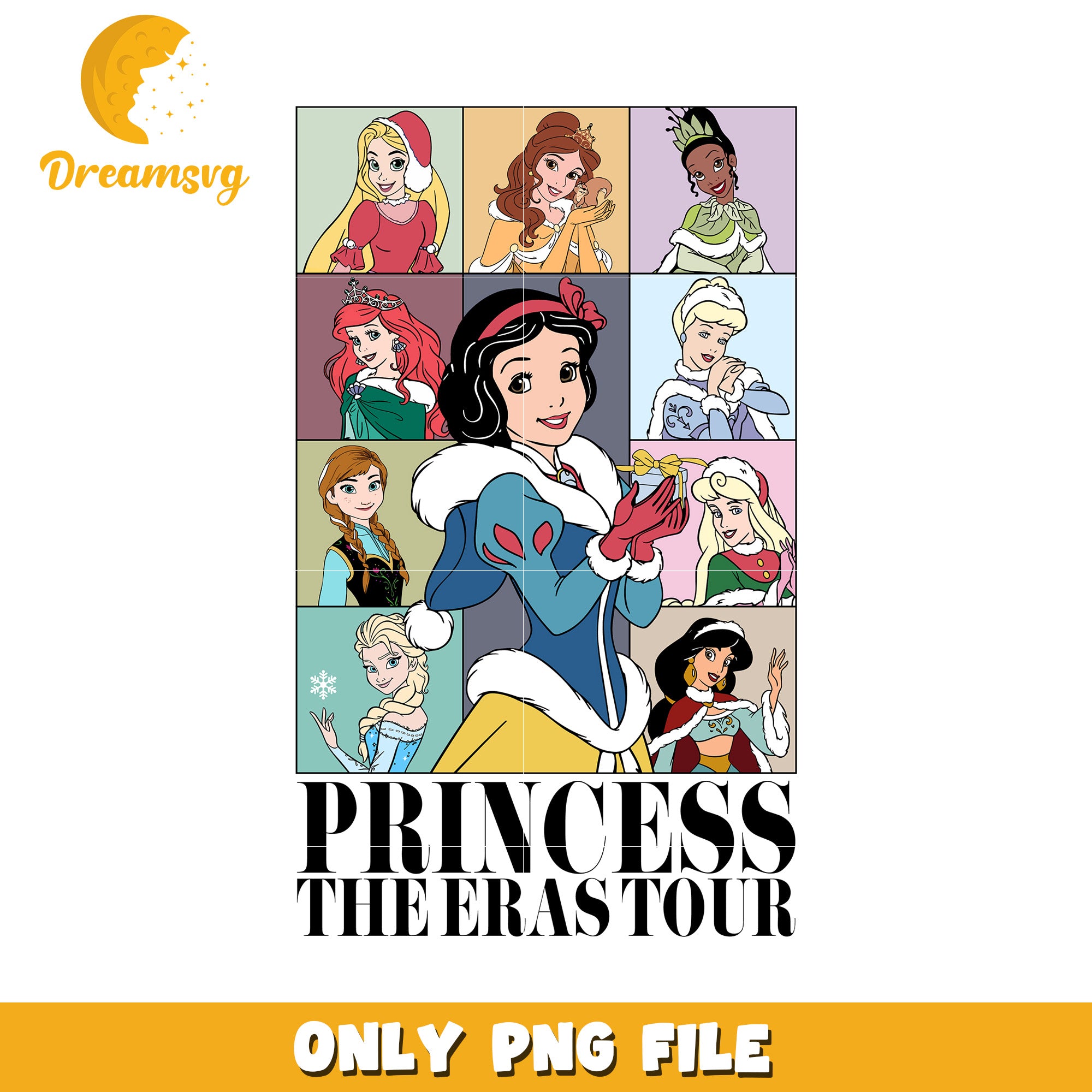 PRINCESS the eras tour black front png, christmas magic png, disney holiday png